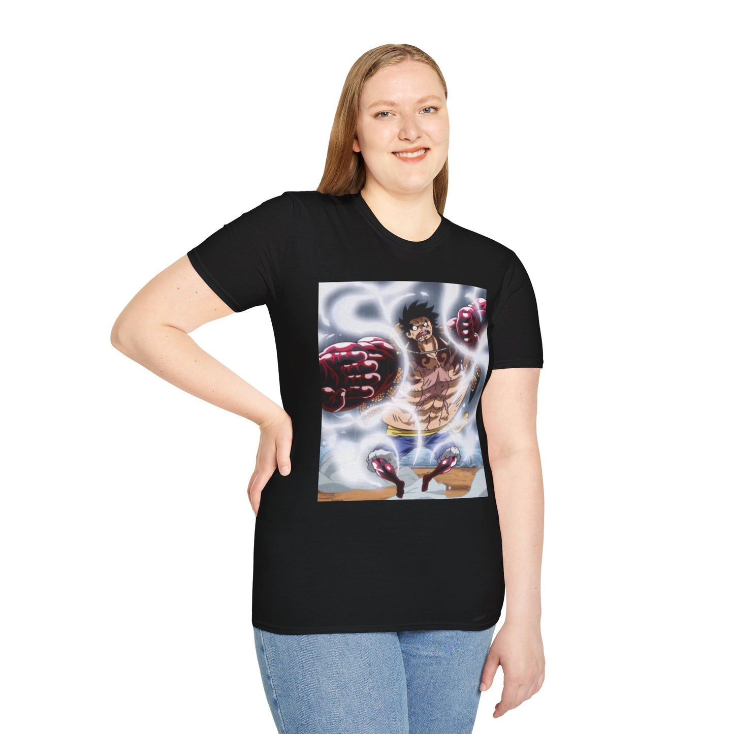 Luffy Gear 4 Anime Tee - one piece luffy gear 4 bounce man anime shirt graphic tee unisex Gear 4 Bounce Man Tee – Luffy in Gear 4 transformation with Haki aura