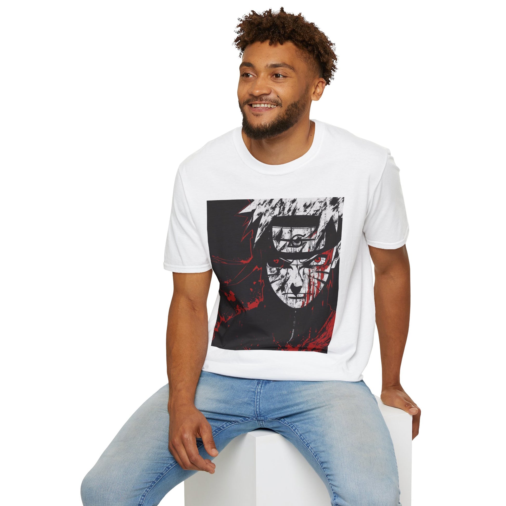 Naruto Nine Tails Tee -  naruto nine tails shinobi anime shirt graphic tee unisex Nine Tails Tee – Naruto with blood-red splashes and metal headband
