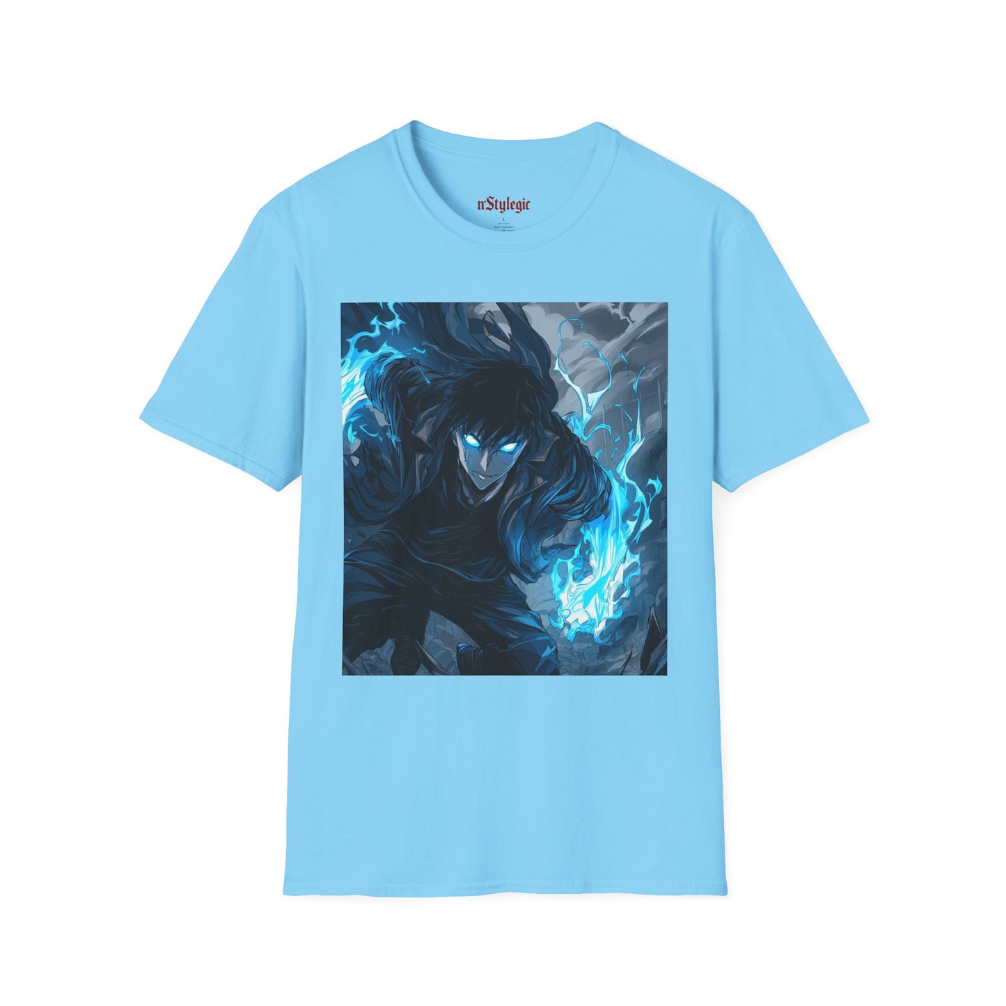 Solo Leveling Shadow Monarch Tee - solo leveling sung jin woo shadow monarch anime shirt graphic tee unisex Shadow Monarch Tee – Sung Jin Woo engulfed in blue flames with glowing eyes