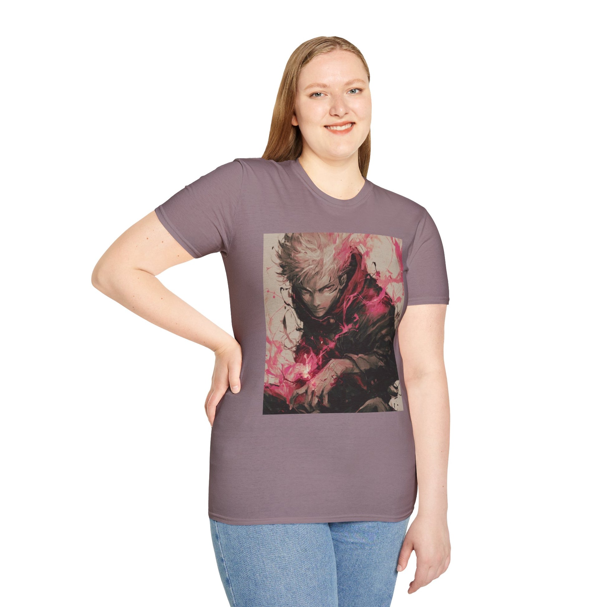 Gojo Limitless Anime Tee -  jujutsu kaisen gojo anime shirt graphic tee unisex Limitless Surge Tee – Satoru Gojo surrounded by swirling cursed energy in pink-red tones