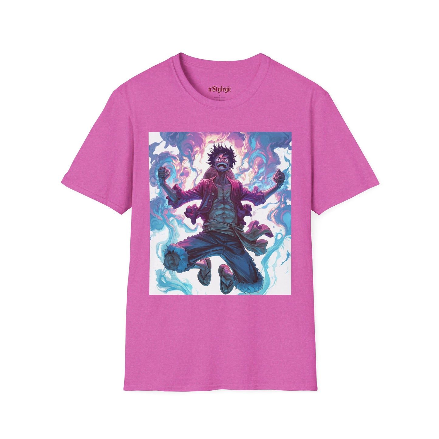 Luffy Pirate King Tee - one piece luffy pirate king anime shirt graphic tee unisex King of the Pirates Tee – Luffy mid-air with red shirt, fists clenched and cosmic energy