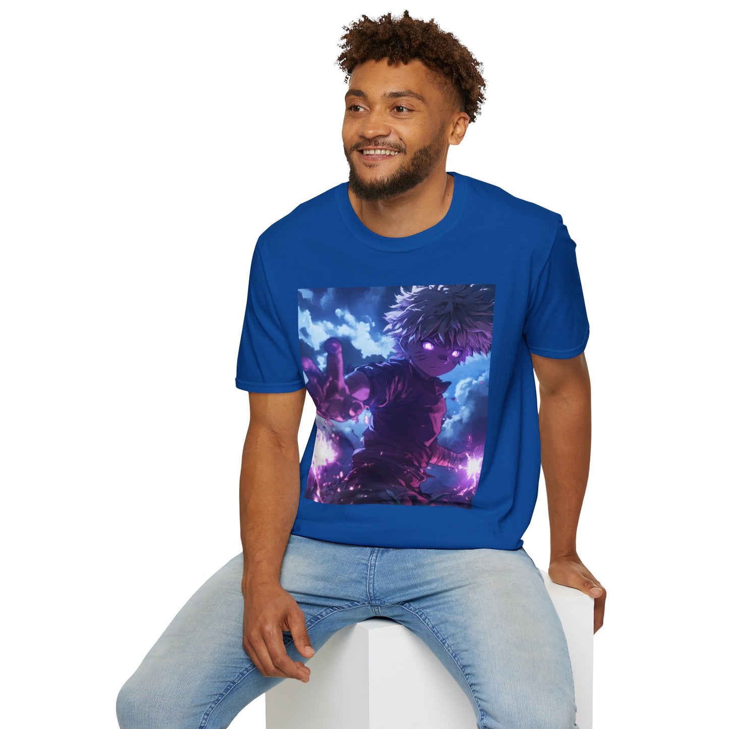 Killua Voltage Anime Tee - hunter x hunter killua anime shirt graphic tee unisex Killua Voltage Tee – Killua Zoldyck mid-lightning strike with glowing eyes and stormy backdrop