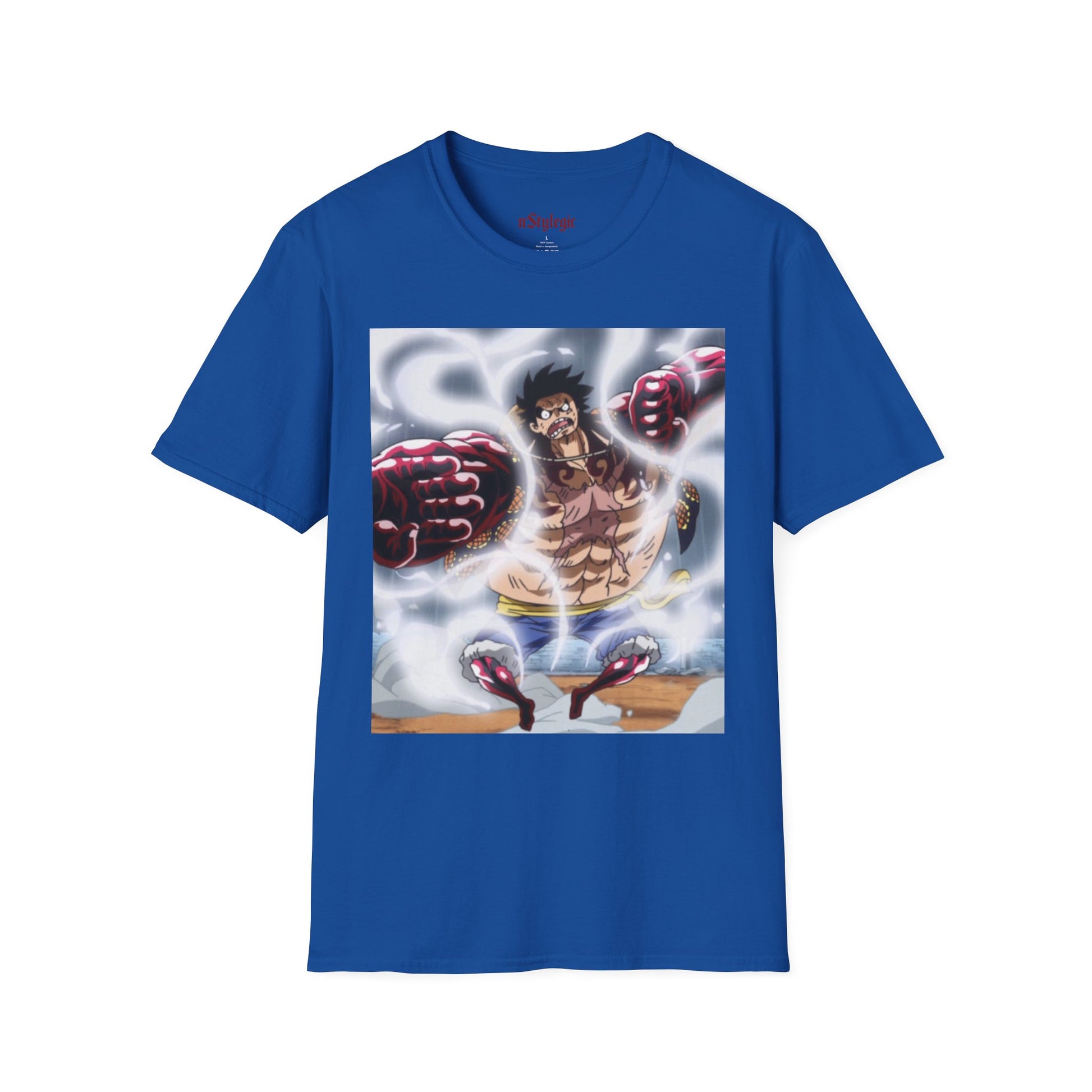 Luffy Gear 4 Anime Tee -  one piece luffy gear 4 bounce man anime shirt graphic tee unisex Gear 4 Bounce Man Tee – Luffy in Gear 4 transformation with Haki aura