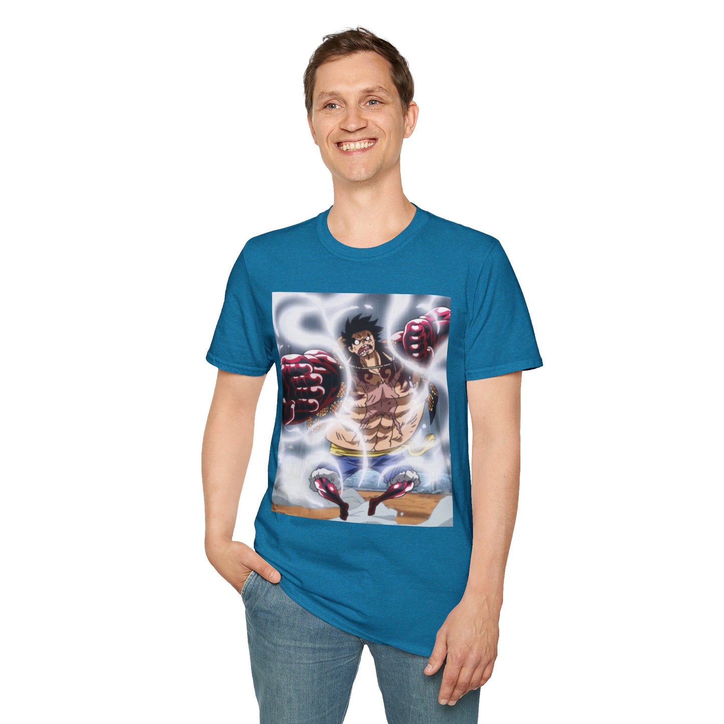 Luffy Gear 4 Anime Tee - one piece luffy gear 4 bounce man anime shirt graphic tee unisex Gear 4 Bounce Man Tee – Luffy in Gear 4 transformation with Haki aura