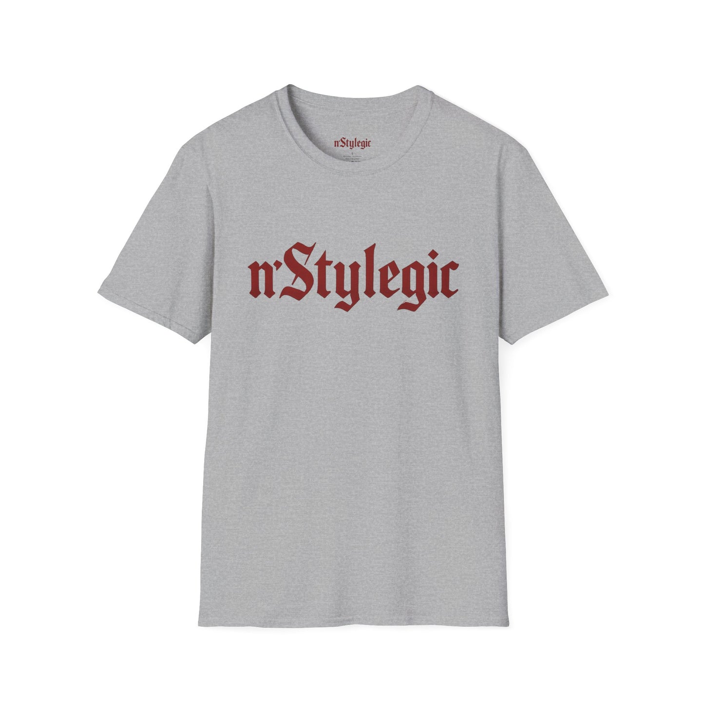 n’Stylegic Logo Streetwear Tee - logo tee streetwear minimalist graphic tee unisex n’Stylegic Logo Tee – Gothic red logo on minimalist black shirt streetwear branding