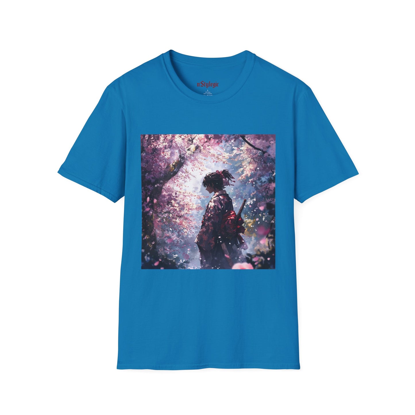 Cherry Blossom Warrior Tee - samurai cherry blossom japanese culture anime shirt graphic tee unisex Cherry Blossom Samurai Tee – Ornate samurai beneath pink blossoms with katana sheathed