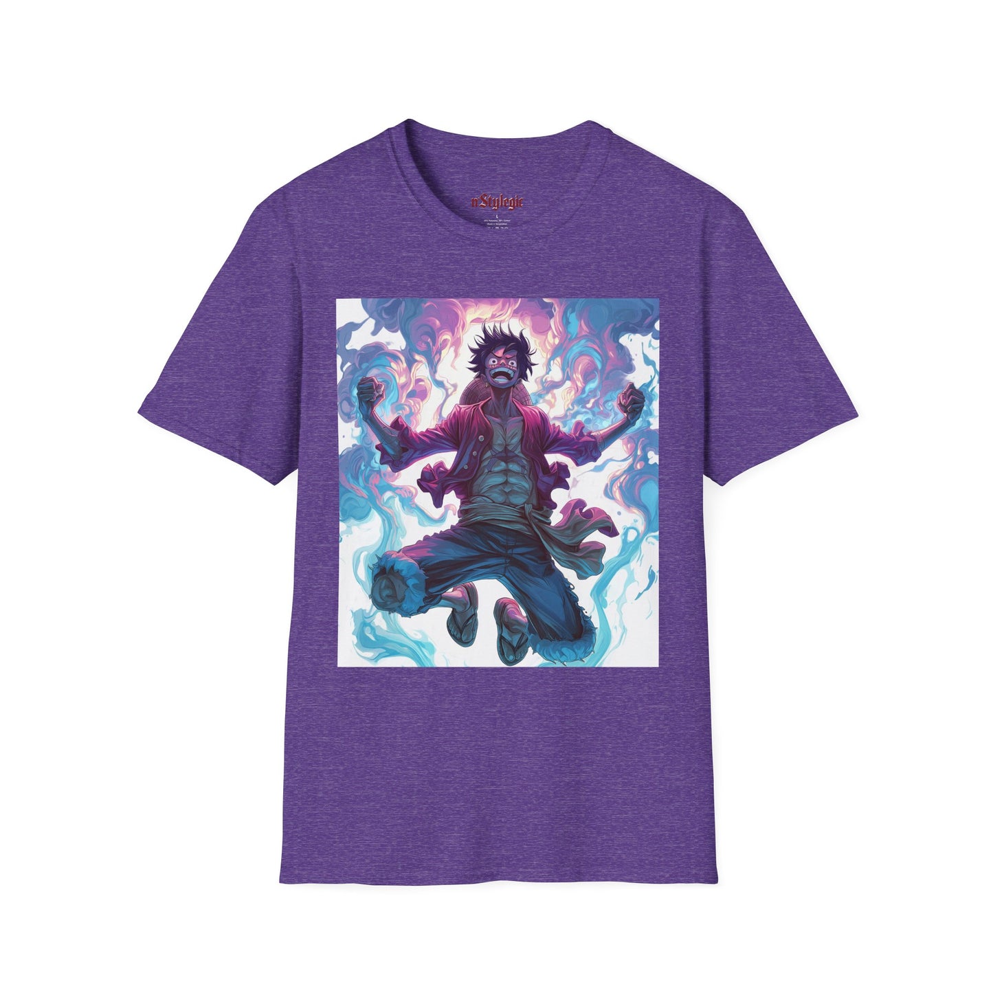 Luffy Pirate King Tee - one piece luffy pirate king anime shirt graphic tee unisex King of the Pirates Tee – Luffy mid-air with red shirt, fists clenched and cosmic energy