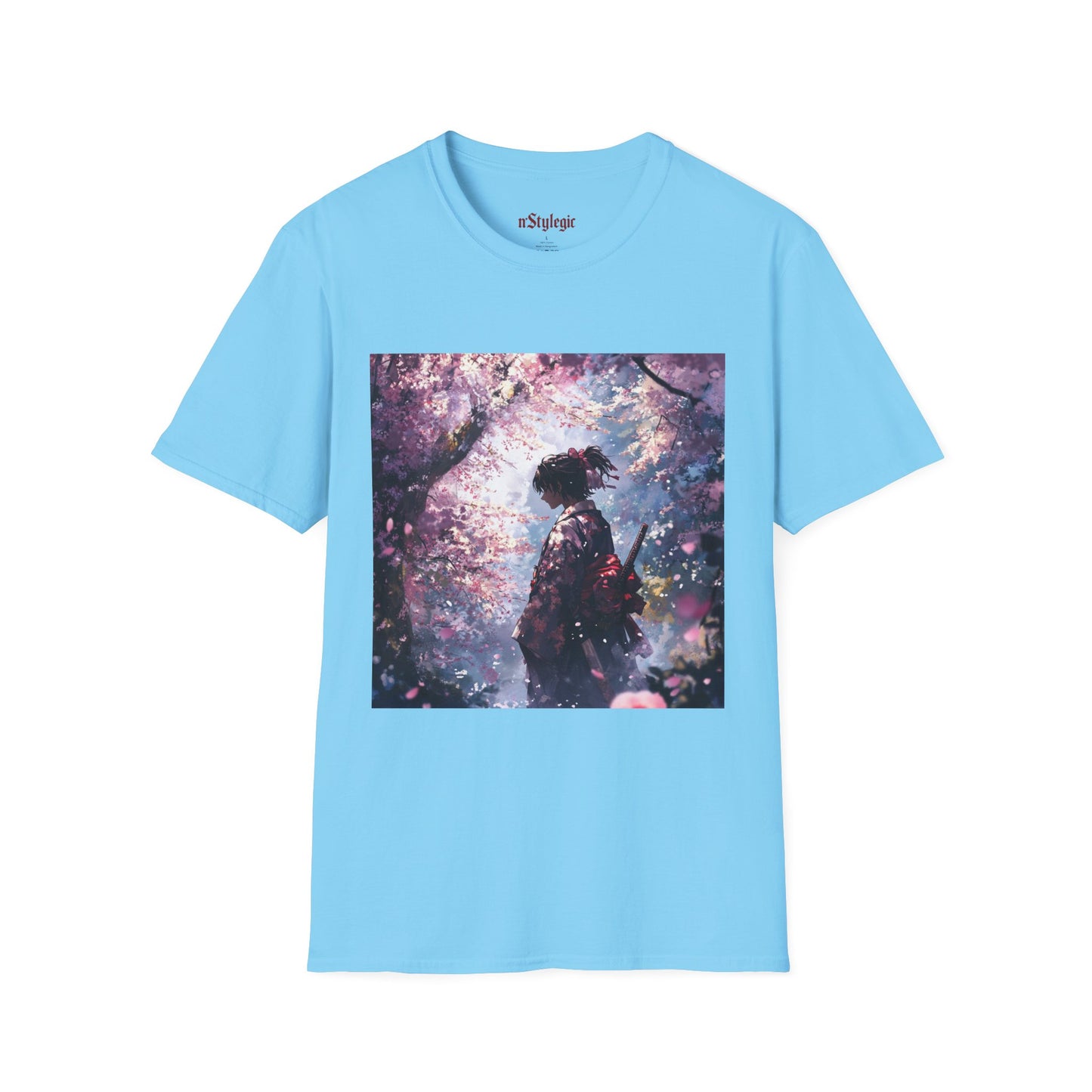 Cherry Blossom Warrior Tee - samurai cherry blossom japanese culture anime shirt graphic tee unisex Cherry Blossom Samurai Tee – Ornate samurai beneath pink blossoms with katana sheathed