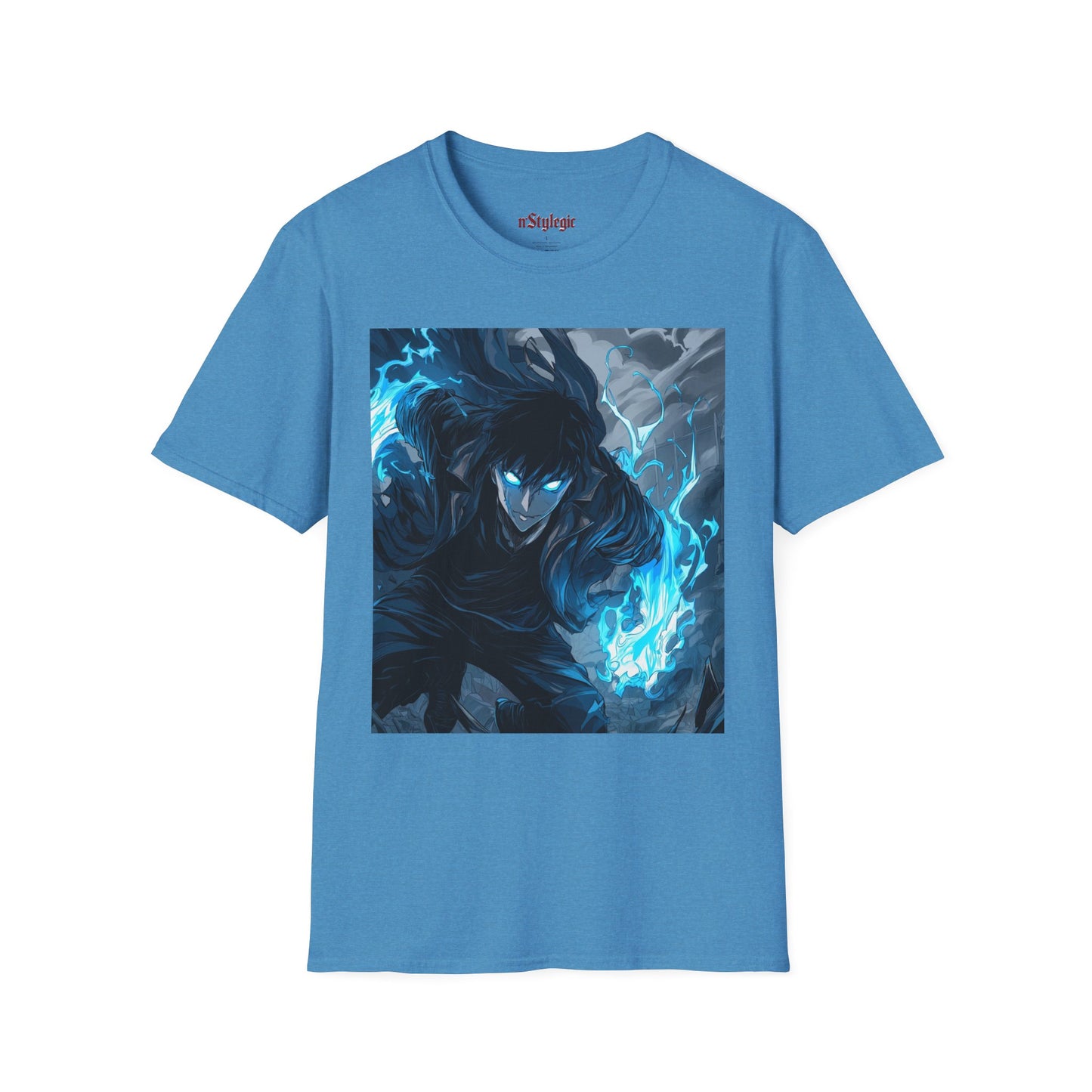 Solo Leveling Shadow Monarch Tee - solo leveling sung jin woo shadow monarch anime shirt graphic tee unisex Shadow Monarch Tee – Sung Jin Woo engulfed in blue flames with glowing eyes