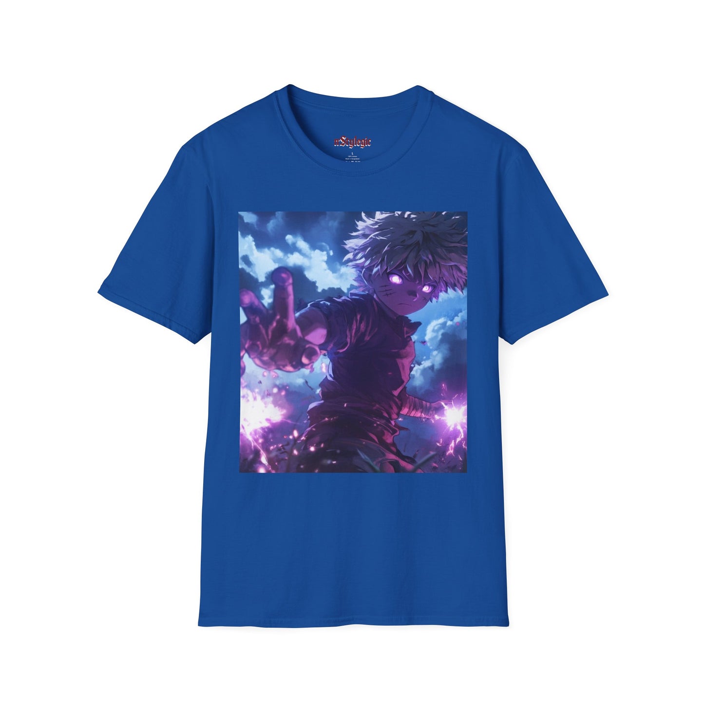 Killua Voltage Anime Tee - hunter x hunter killua anime shirt graphic tee unisex Killua Voltage Tee – Killua Zoldyck mid-lightning strike with glowing eyes and stormy backdrop