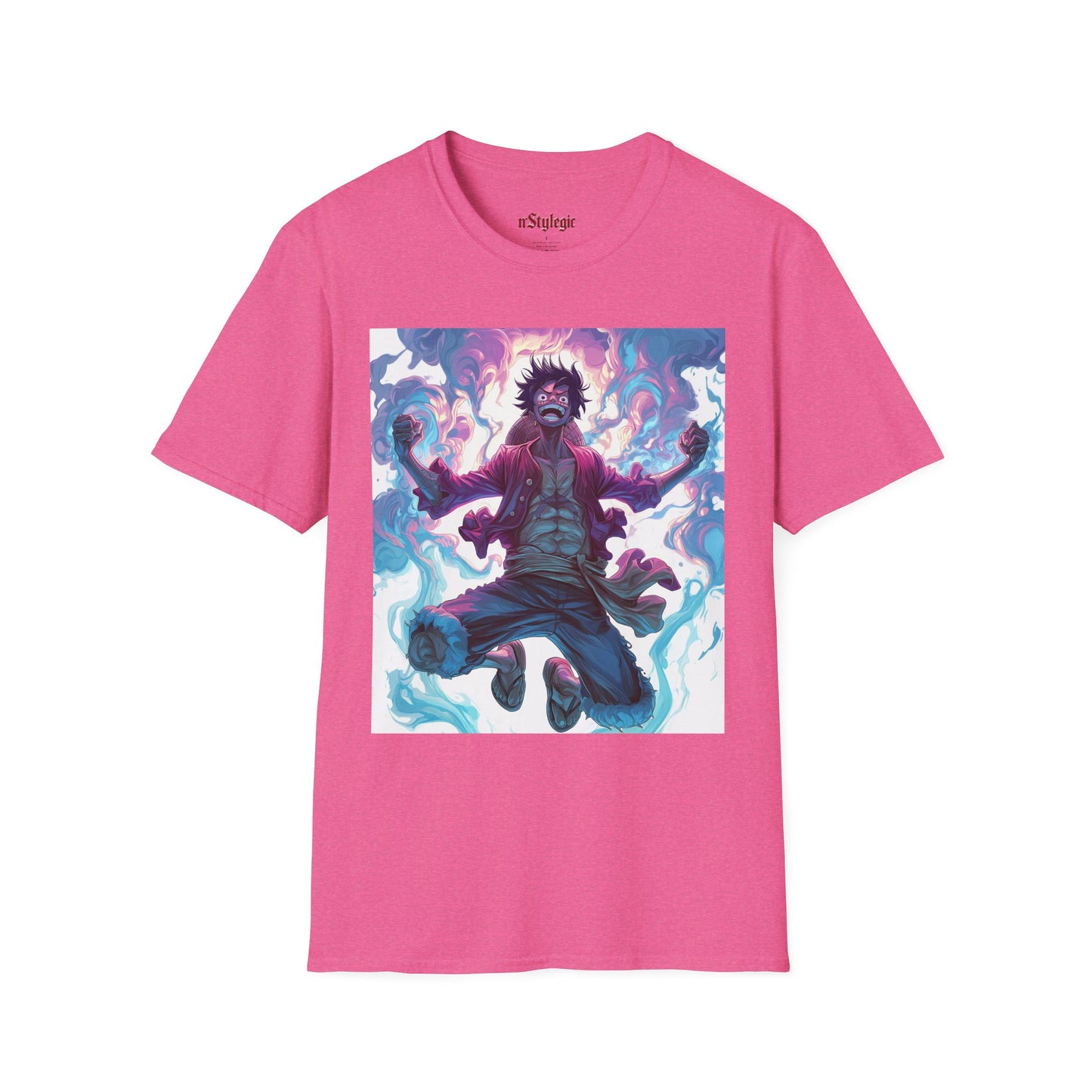 Luffy Pirate King Tee - one piece luffy pirate king anime shirt graphic tee unisex King of the Pirates Tee – Luffy mid-air with red shirt, fists clenched and cosmic energy
