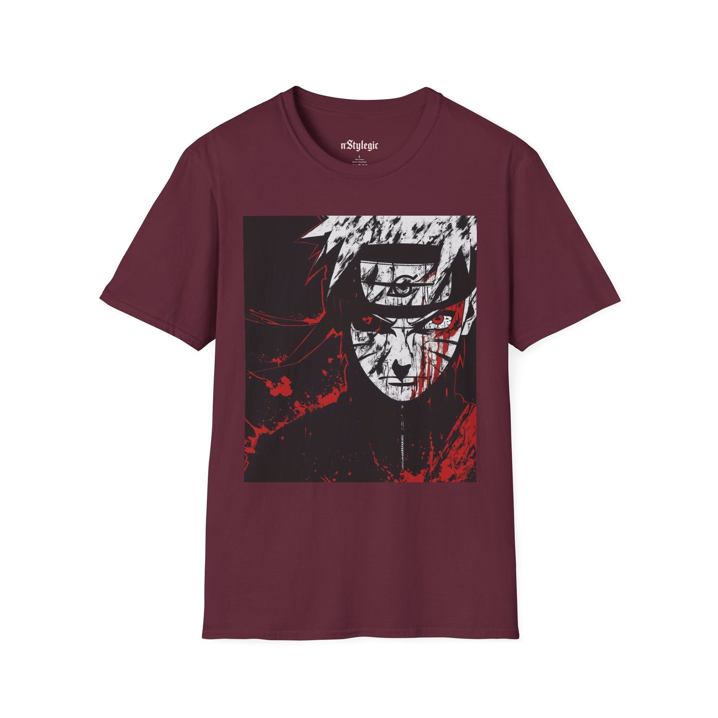 Naruto Nine Tails Tee - naruto nine tails shinobi anime shirt graphic tee unisex Nine Tails Tee – Naruto with blood-red splashes and metal headband