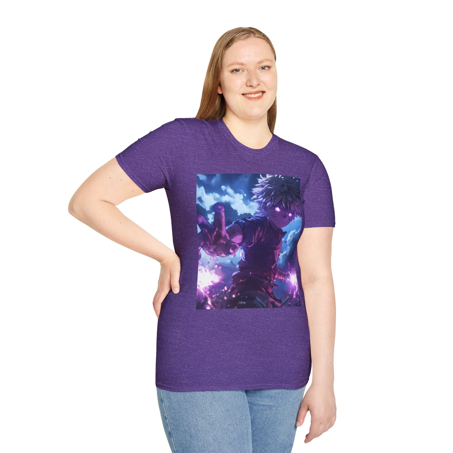 Killua Voltage Anime Tee - hunter x hunter killua anime shirt graphic tee unisex Killua Voltage Tee – Killua Zoldyck mid-lightning strike with glowing eyes and stormy backdrop