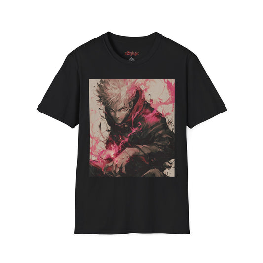 Gojo Limitless Anime Tee -  jujutsu kaisen gojo anime shirt graphic tee unisex Limitless Surge Tee – Satoru Gojo surrounded by swirling cursed energy in pink-red tones