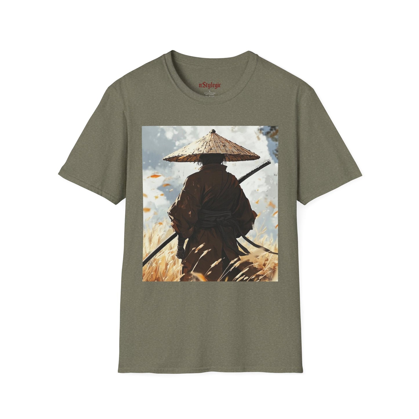 Vagabond Samurai Tee - samurai vagabond japanese culture anime shirt graphic tee unisex Vagabond Swordsman Tee – Lone samurai in windswept field with katana and falling autumn leaves