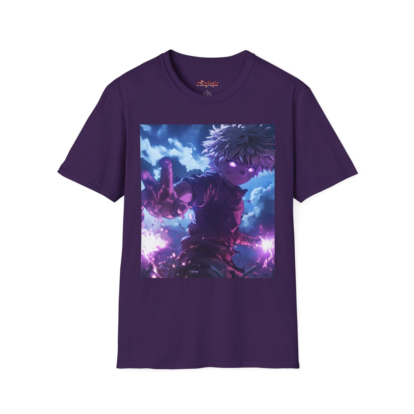 Killua Voltage Anime Tee - hunter x hunter killua anime shirt graphic tee unisex Killua Voltage Tee – Killua Zoldyck mid-lightning strike with glowing eyes and stormy backdrop