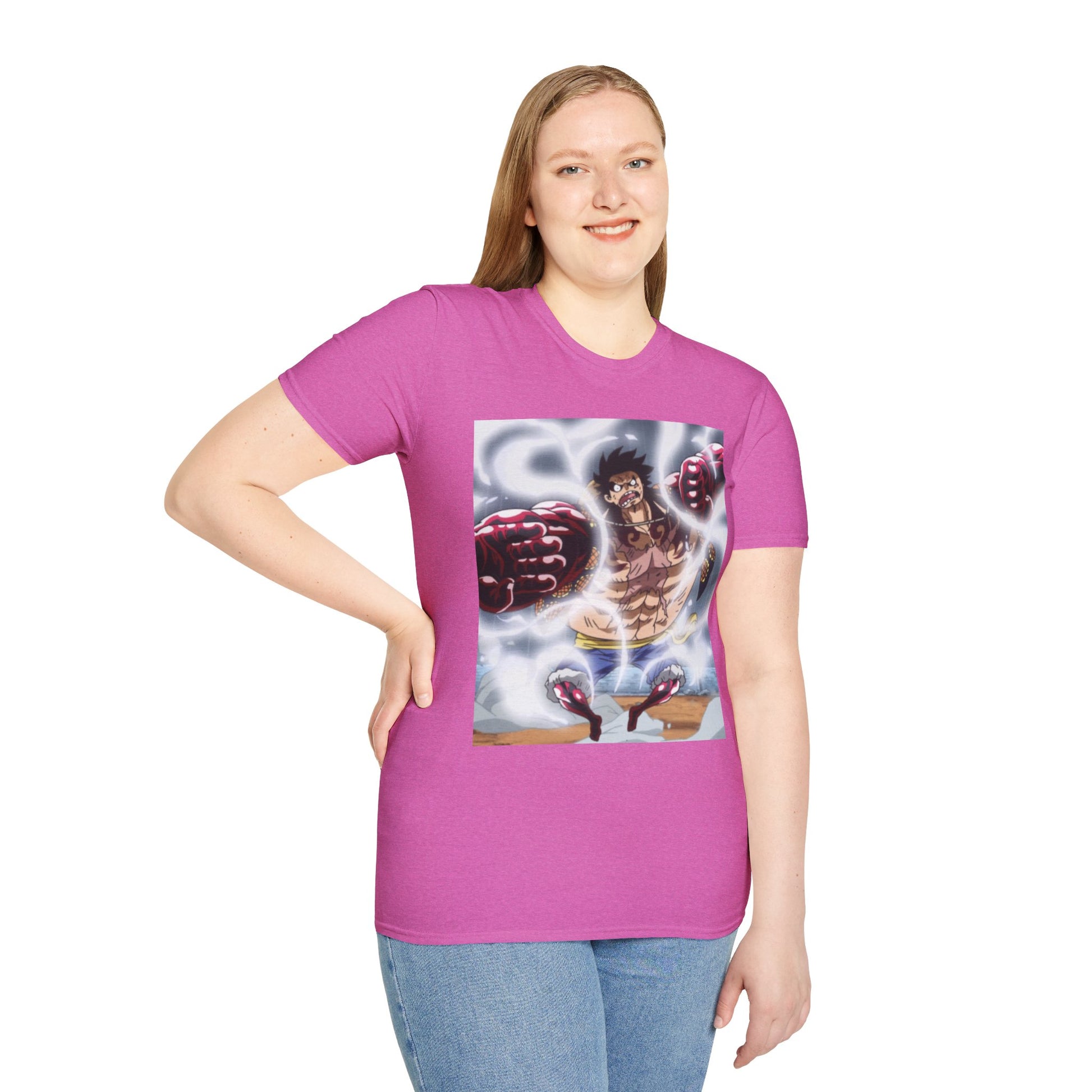 Luffy Gear 4 Anime Tee -  one piece luffy gear 4 bounce man anime shirt graphic tee unisex Gear 4 Bounce Man Tee – Luffy in Gear 4 transformation with Haki aura