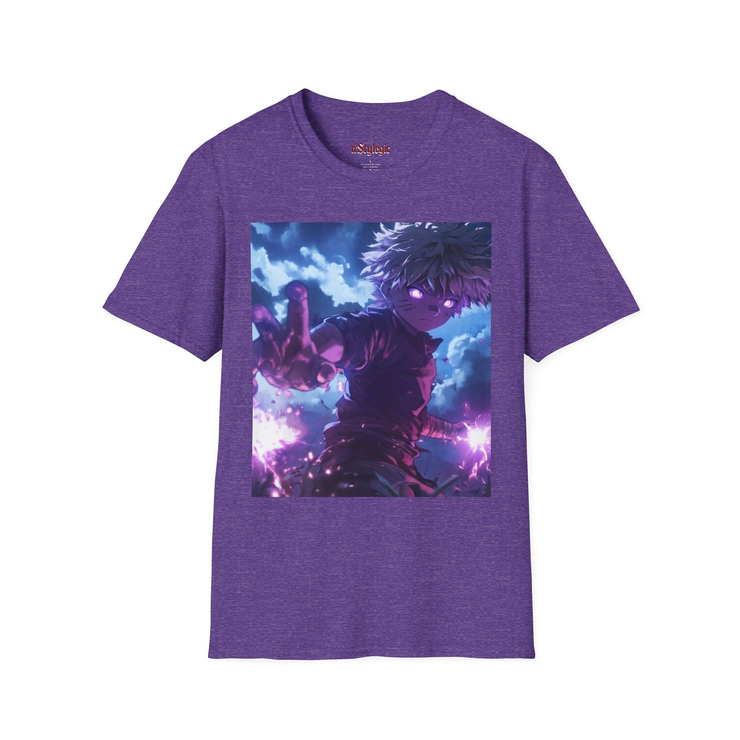 Killua Voltage Anime Tee - hunter x hunter killua anime shirt graphic tee unisex Killua Voltage Tee – Killua Zoldyck mid-lightning strike with glowing eyes and stormy backdrop