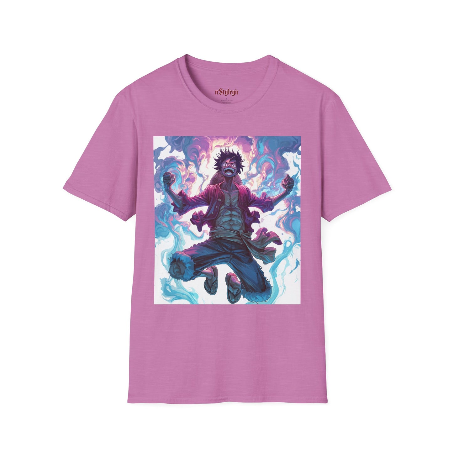 Luffy Pirate King Tee - one piece luffy pirate king anime shirt graphic tee unisex King of the Pirates Tee – Luffy mid-air with red shirt, fists clenched and cosmic energy