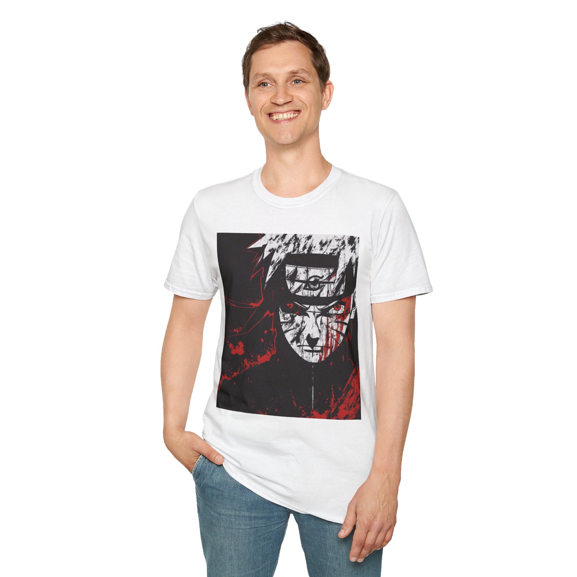 Naruto Nine Tails Tee -  naruto nine tails shinobi anime shirt graphic tee unisex Nine Tails Tee – Naruto with blood-red splashes and metal headband