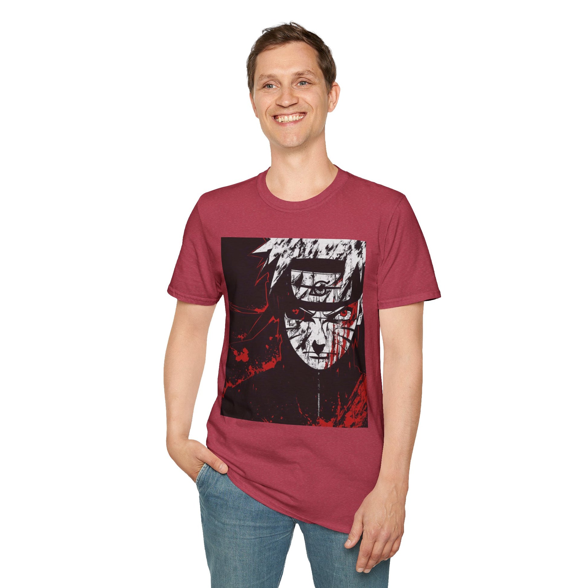 Naruto Nine Tails Tee -  naruto nine tails shinobi anime shirt graphic tee unisex Nine Tails Tee – Naruto with blood-red splashes and metal headband