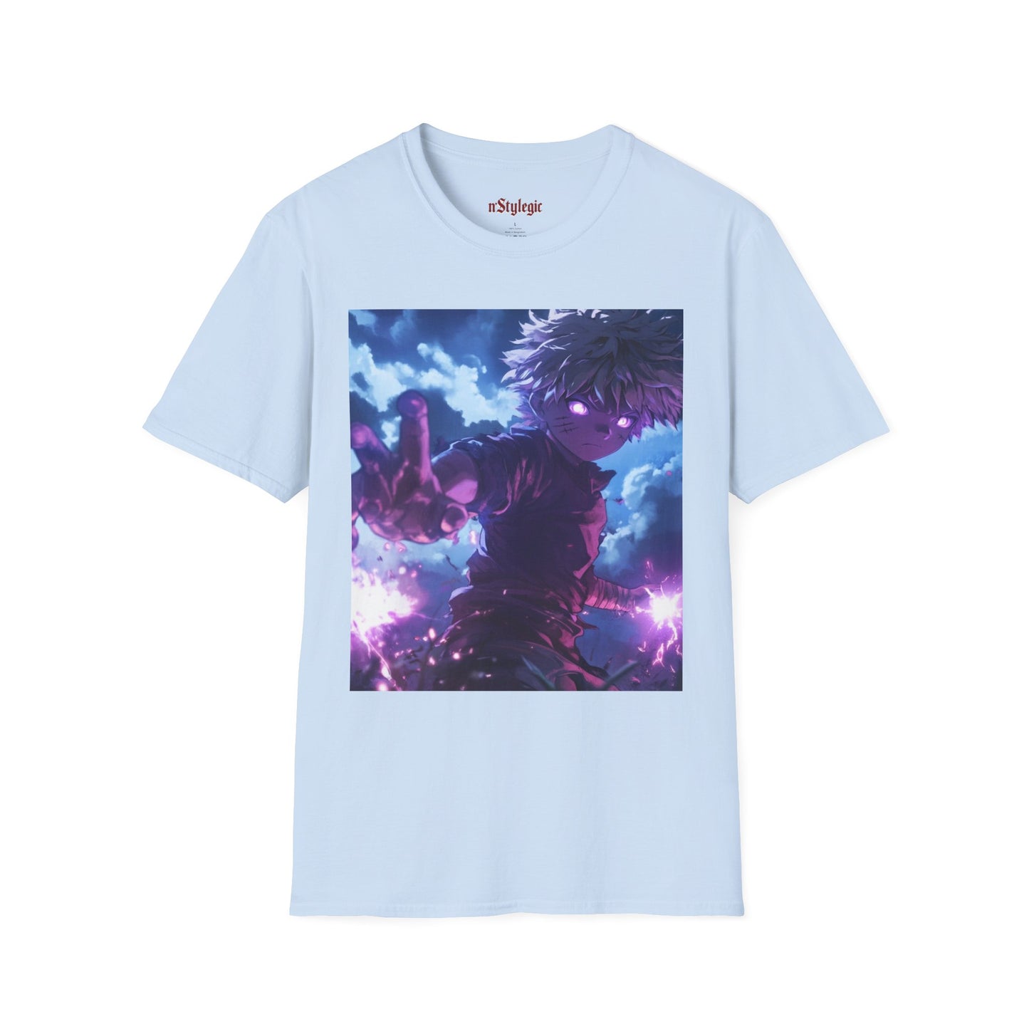 Killua Voltage Anime Tee - hunter x hunter killua anime shirt graphic tee unisex Killua Voltage Tee – Killua Zoldyck mid-lightning strike with glowing eyes and stormy backdrop