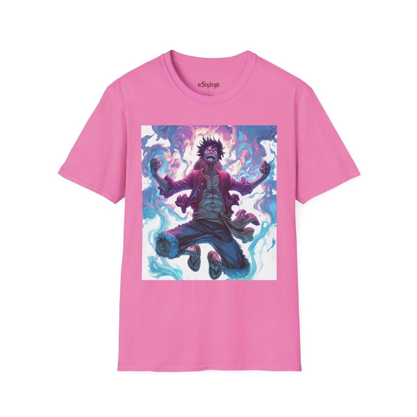 Luffy Pirate King Tee - one piece luffy pirate king anime shirt graphic tee unisex King of the Pirates Tee – Luffy mid-air with red shirt, fists clenched and cosmic energy