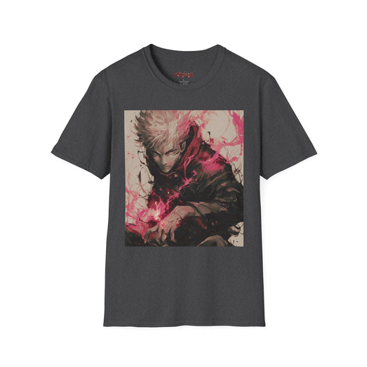 Gojo Limitless Anime Tee -  jujutsu kaisen gojo anime shirt graphic tee unisex Limitless Surge Tee – Satoru Gojo surrounded by swirling cursed energy in pink-red tones