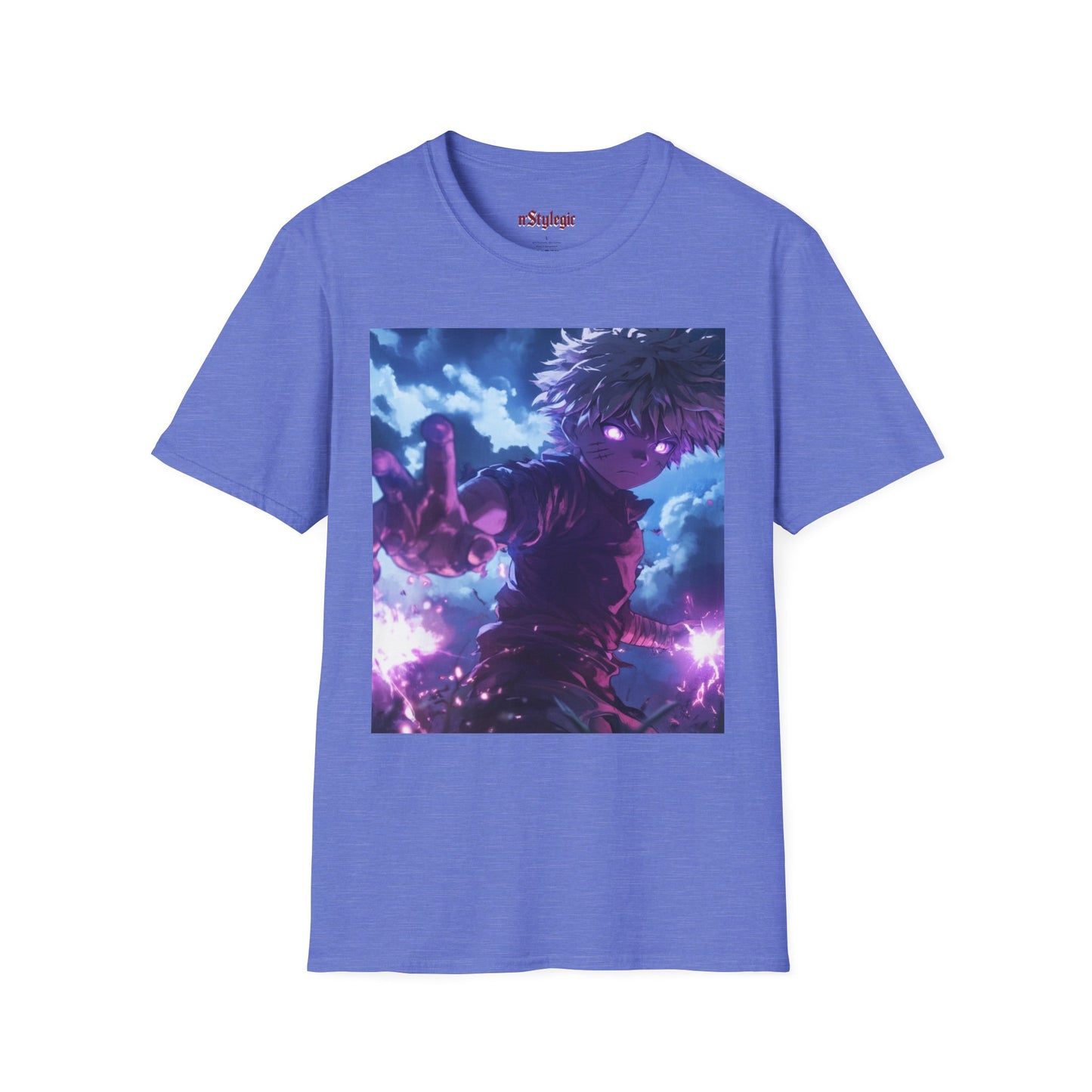 Killua Voltage Anime Tee - hunter x hunter killua anime shirt graphic tee unisex Killua Voltage Tee – Killua Zoldyck mid-lightning strike with glowing eyes and stormy backdrop