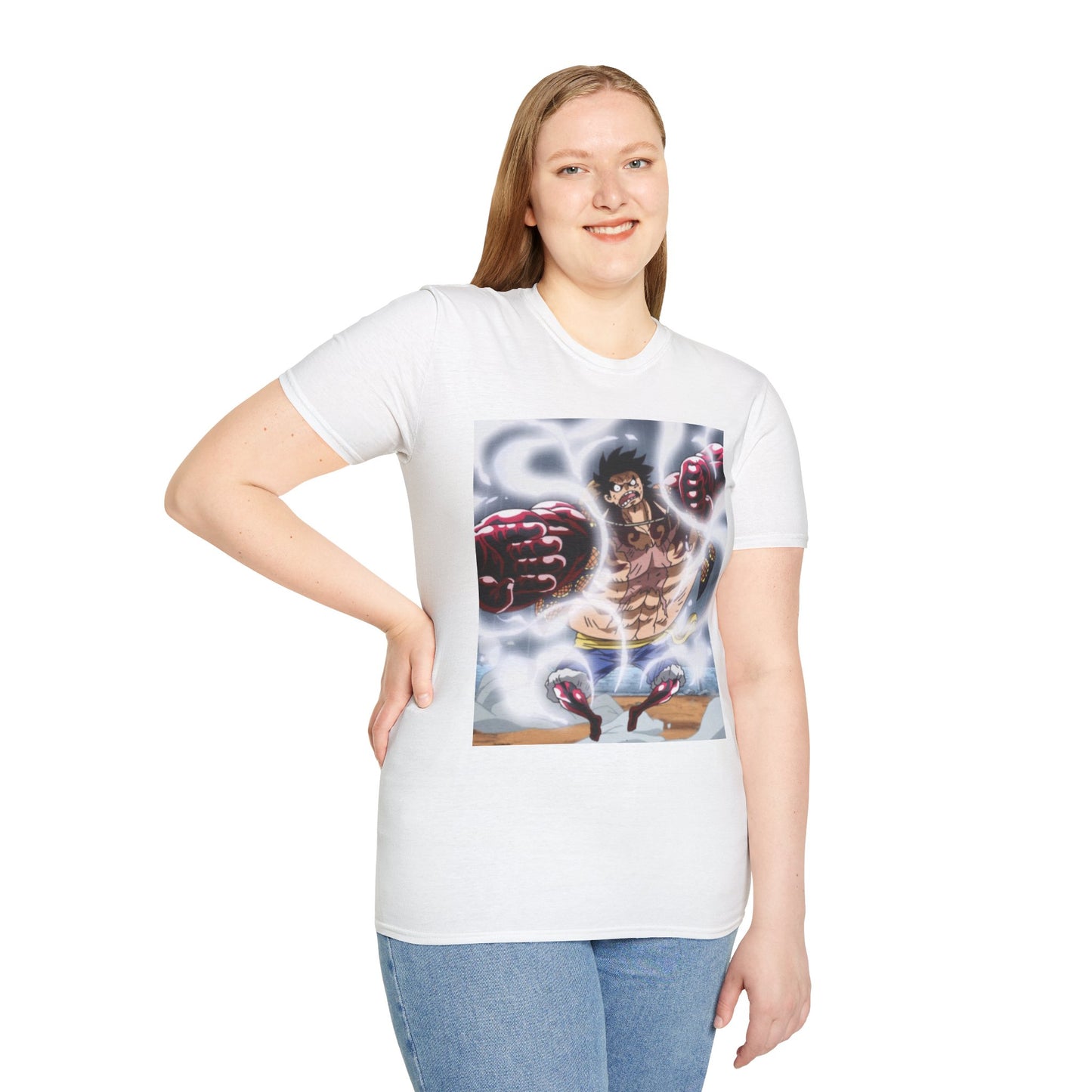 Luffy Gear 4 Anime Tee - one piece luffy gear 4 bounce man anime shirt graphic tee unisex Gear 4 Bounce Man Tee – Luffy in Gear 4 transformation with Haki aura
