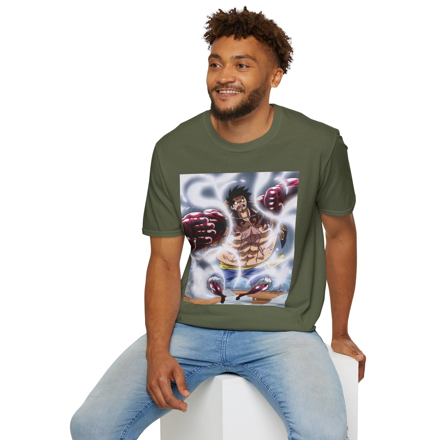 Luffy Gear 4 Anime Tee - one piece luffy gear 4 bounce man anime shirt graphic tee unisex Gear 4 Bounce Man Tee – Luffy in Gear 4 transformation with Haki aura