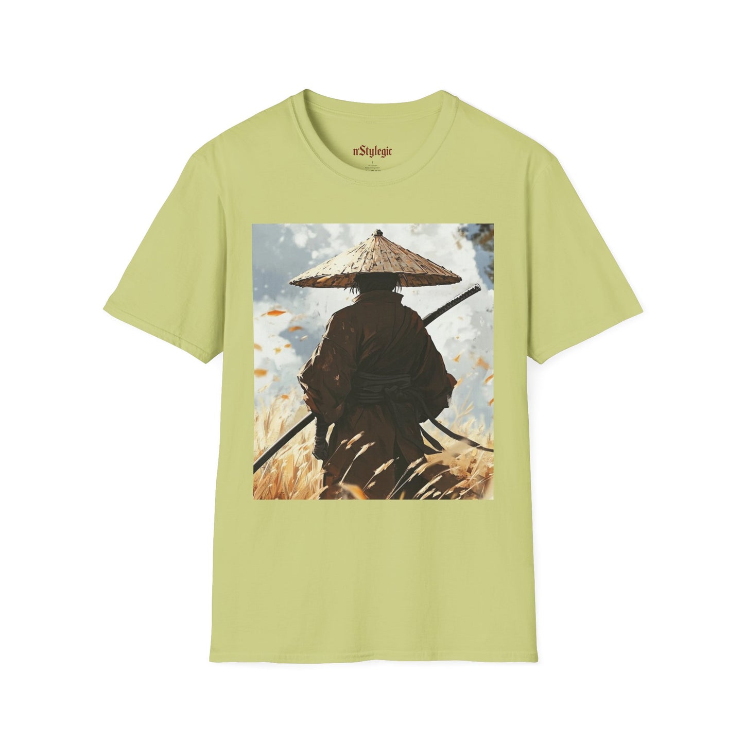 Vagabond Samurai Tee - samurai vagabond japanese culture anime shirt graphic tee unisex Vagabond Swordsman Tee – Lone samurai in windswept field with katana and falling autumn leaves