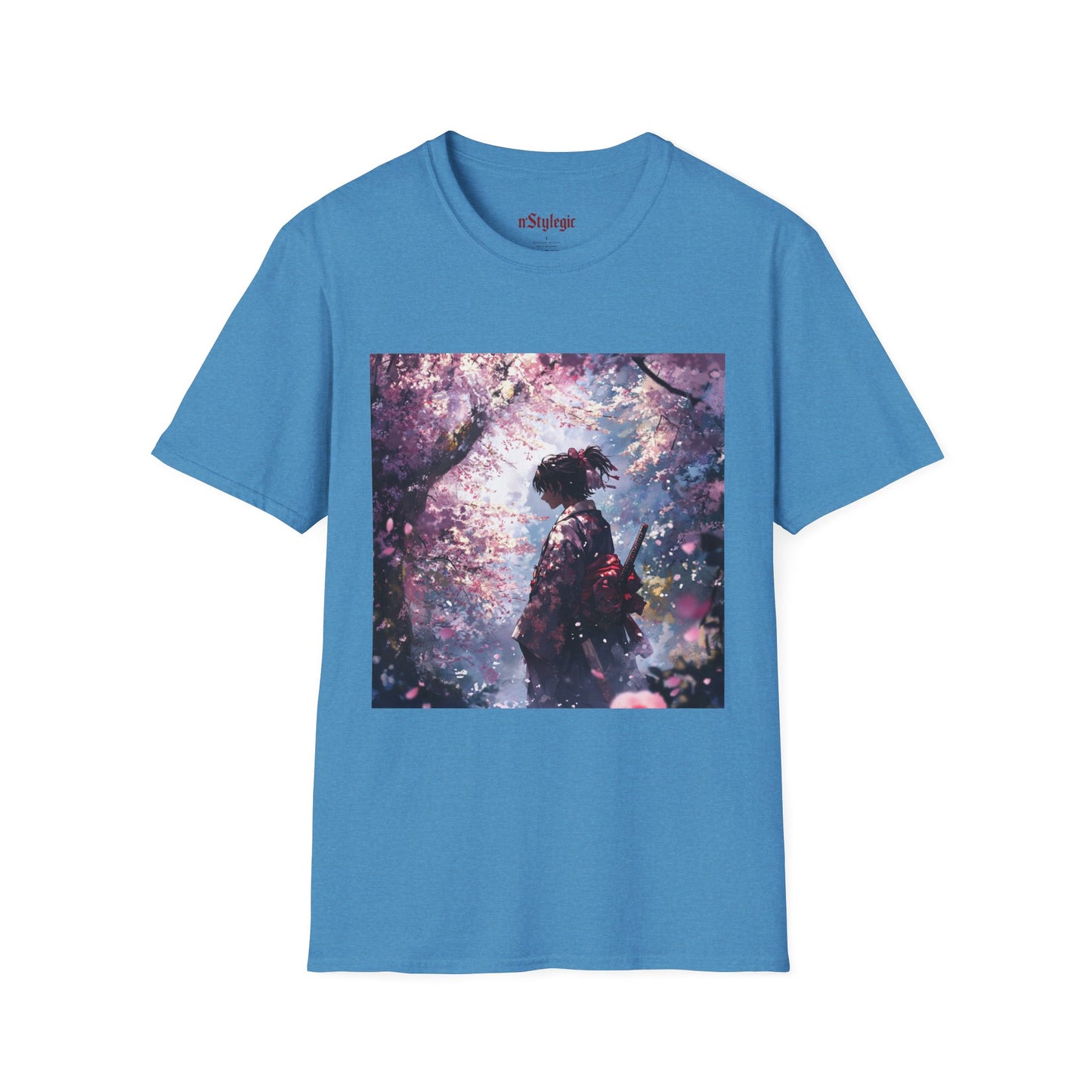 Cherry Blossom Warrior Tee - samurai cherry blossom japanese culture anime shirt graphic tee unisex Cherry Blossom Samurai Tee – Ornate samurai beneath pink blossoms with katana sheathed