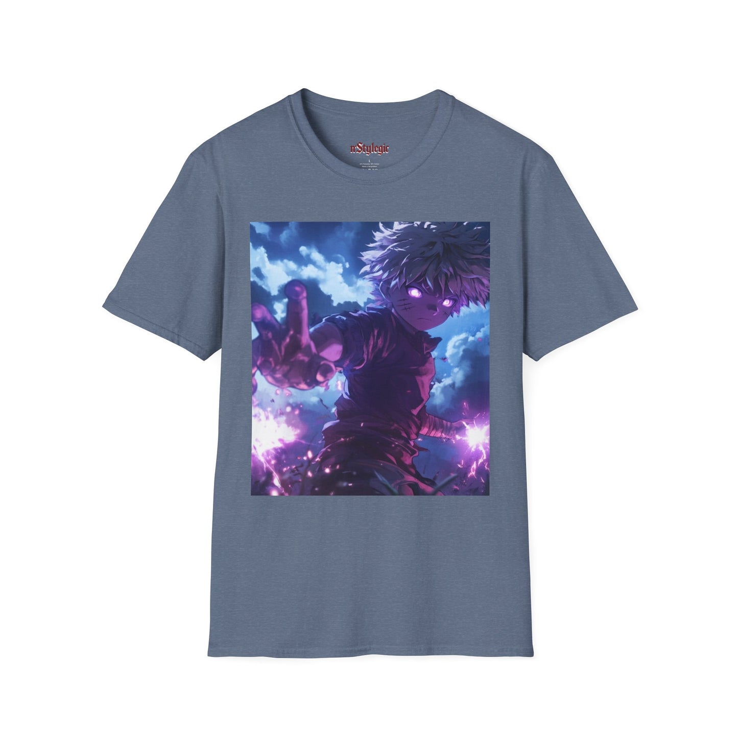 Killua Voltage Anime Tee - hunter x hunter killua anime shirt graphic tee unisex Killua Voltage Tee – Killua Zoldyck mid-lightning strike with glowing eyes and stormy backdrop