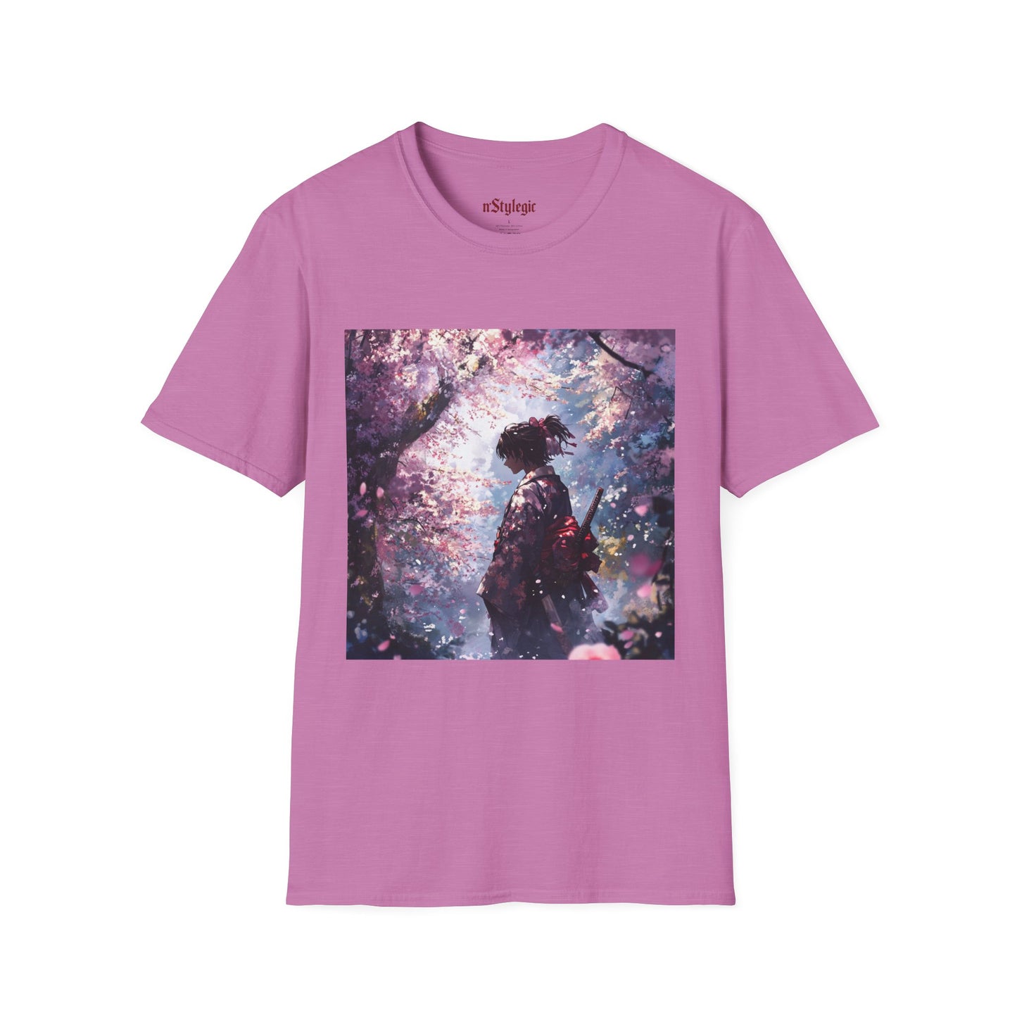Cherry Blossom Warrior Tee - samurai cherry blossom japanese culture anime shirt graphic tee unisex Cherry Blossom Samurai Tee – Ornate samurai beneath pink blossoms with katana sheathed