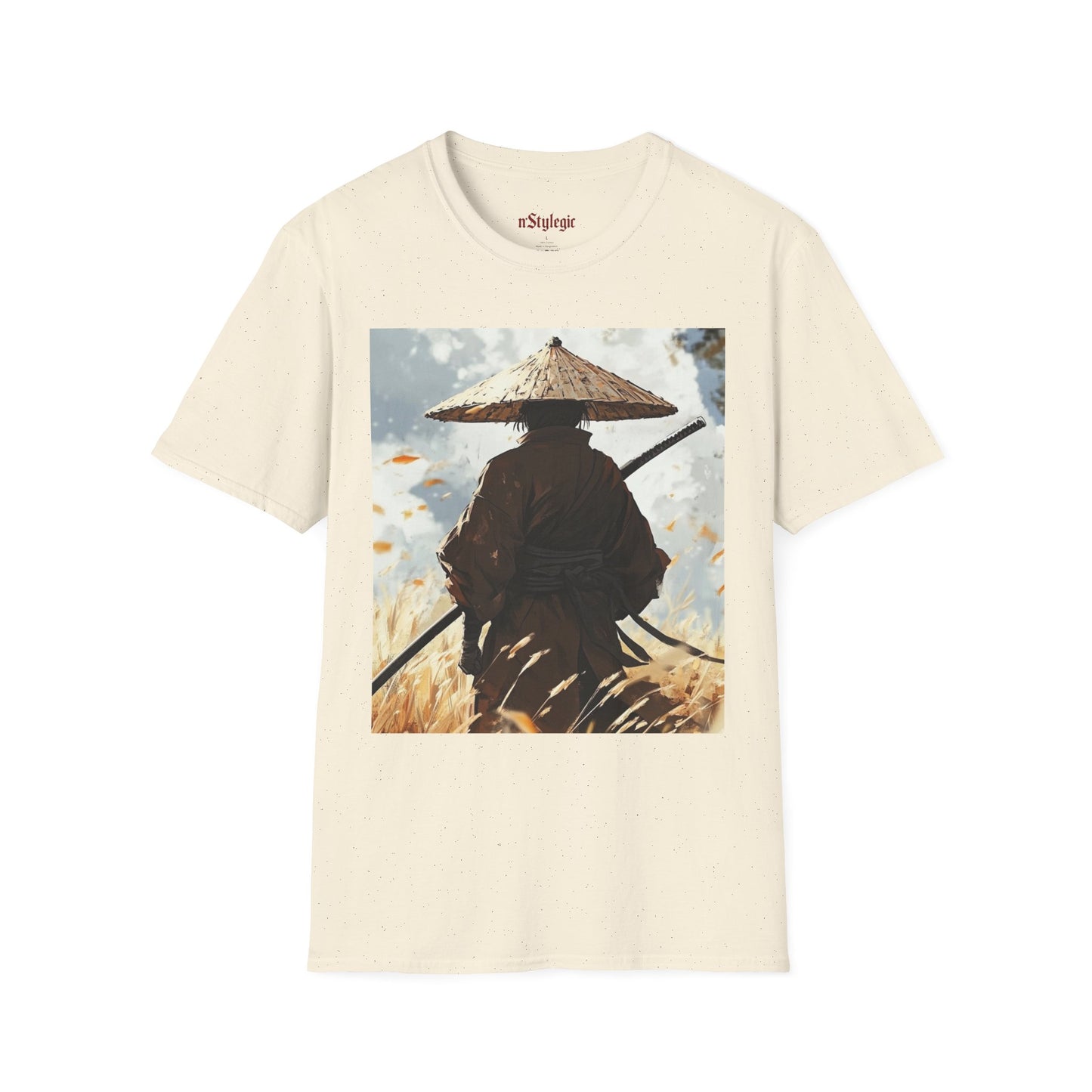 Vagabond Samurai Tee - samurai vagabond japanese culture anime shirt graphic tee unisex Vagabond Swordsman Tee – Lone samurai in windswept field with katana and falling autumn leaves