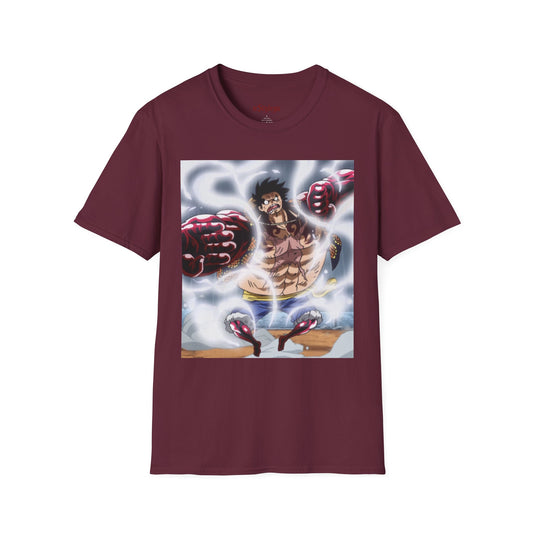 Luffy Gear 4 Anime Tee -  one piece luffy gear 4 bounce man anime shirt graphic tee unisex Gear 4 Bounce Man Tee – Luffy in Gear 4 transformation with Haki aura