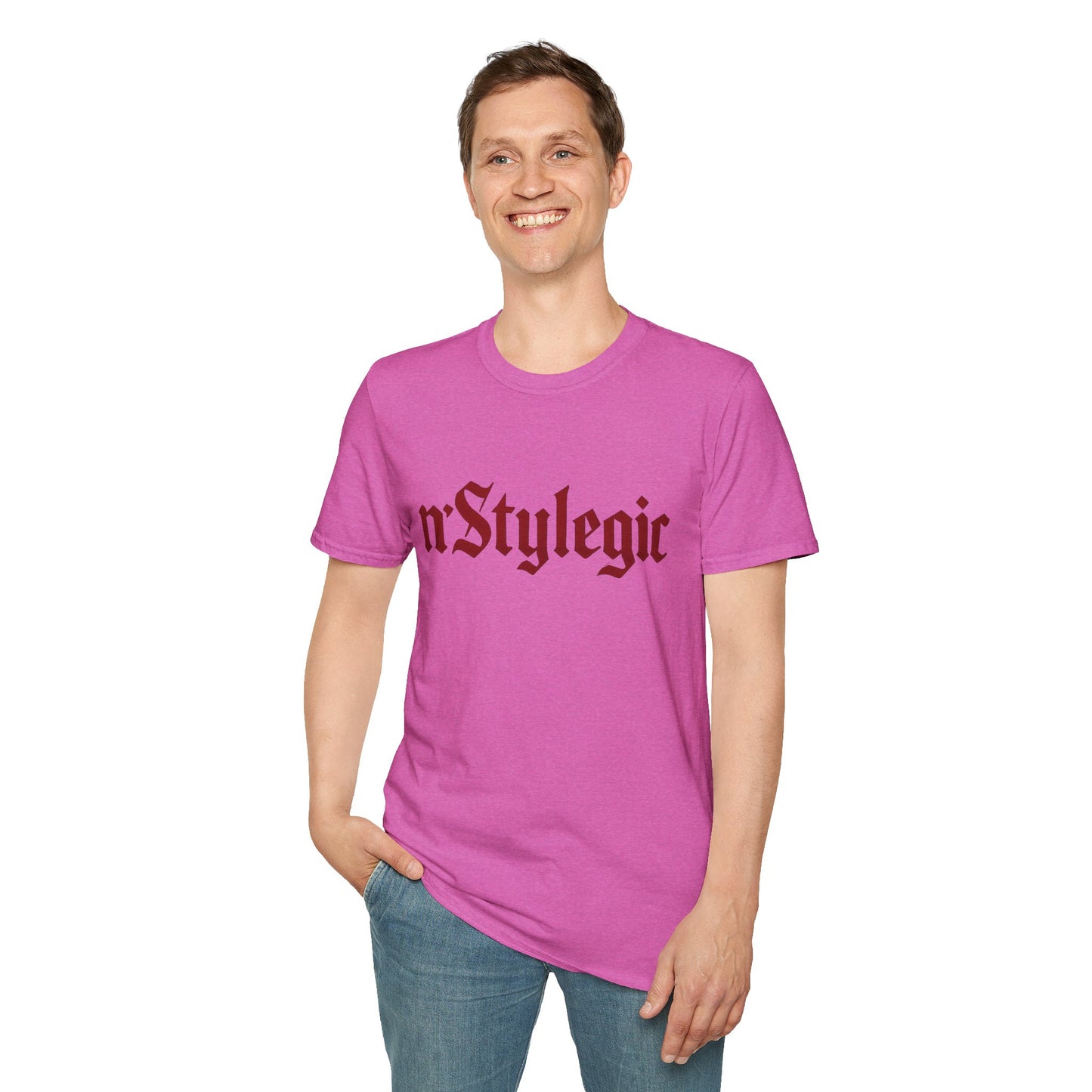 n’Stylegic Logo Streetwear Tee - logo tee streetwear minimalist graphic tee unisex n’Stylegic Logo Tee – Gothic red logo on minimalist black shirt streetwear branding