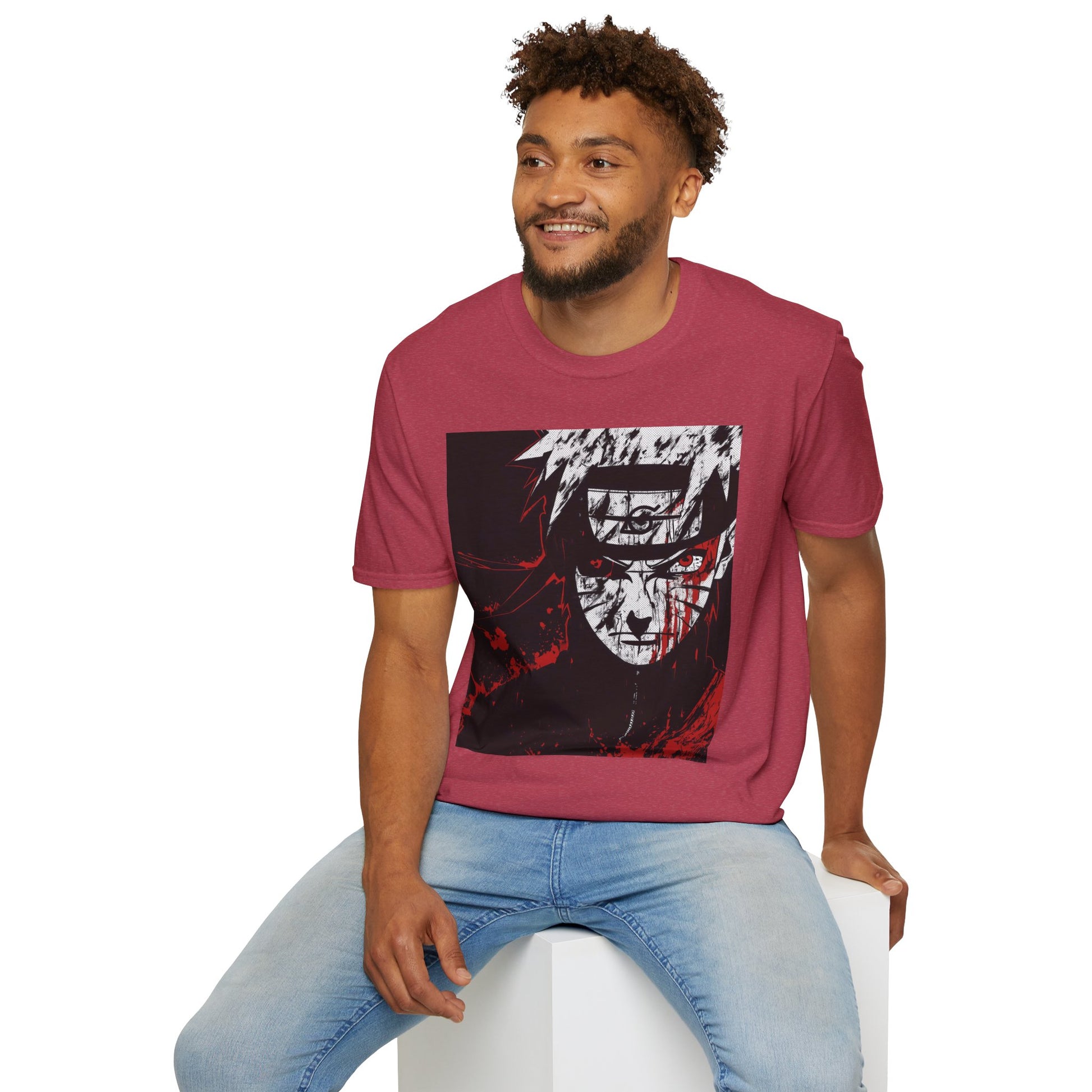 Naruto Nine Tails Tee -  naruto nine tails shinobi anime shirt graphic tee unisex Nine Tails Tee – Naruto with blood-red splashes and metal headband