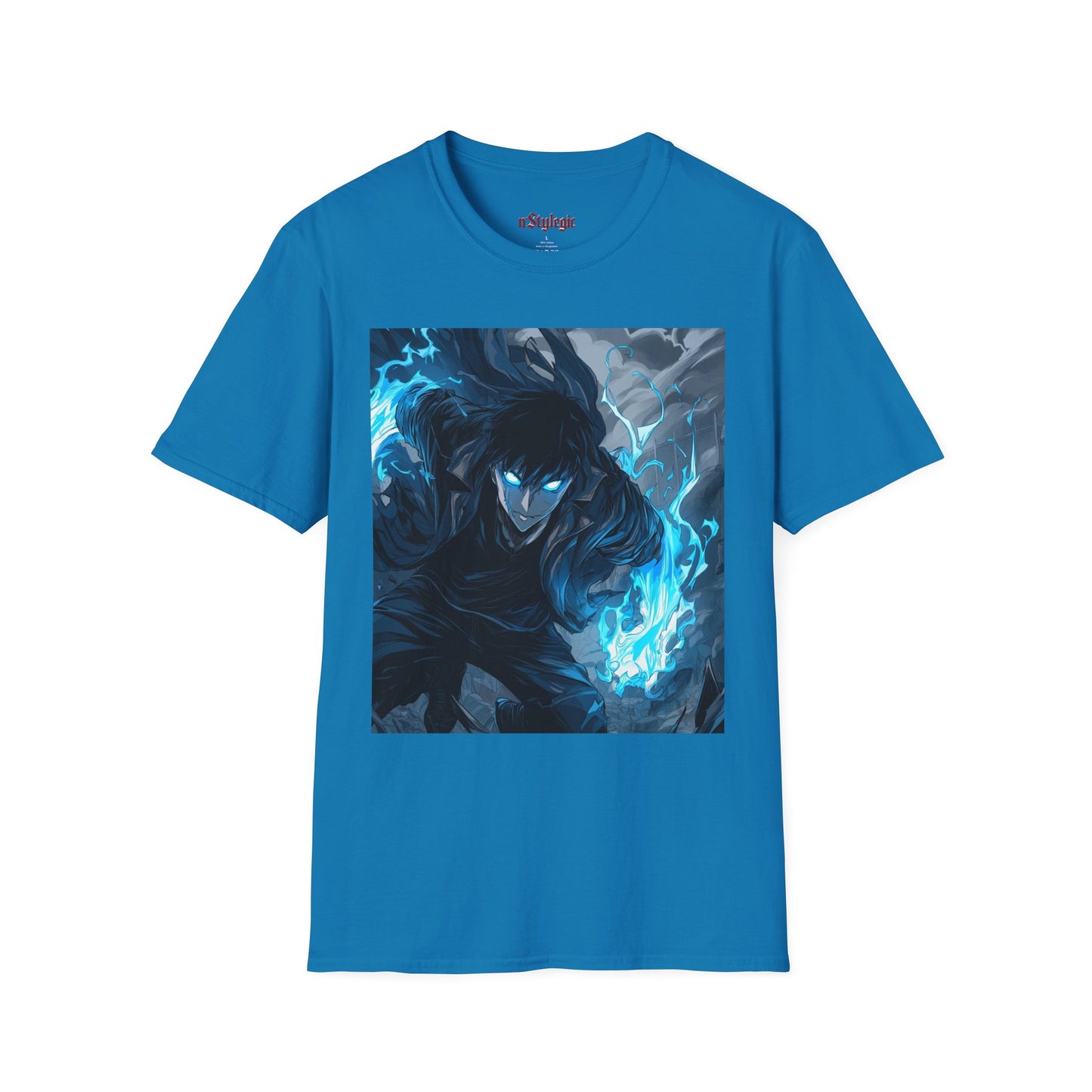 Solo Leveling Shadow Monarch Tee - solo leveling sung jin woo shadow monarch anime shirt graphic tee unisex Shadow Monarch Tee – Sung Jin Woo engulfed in blue flames with glowing eyes