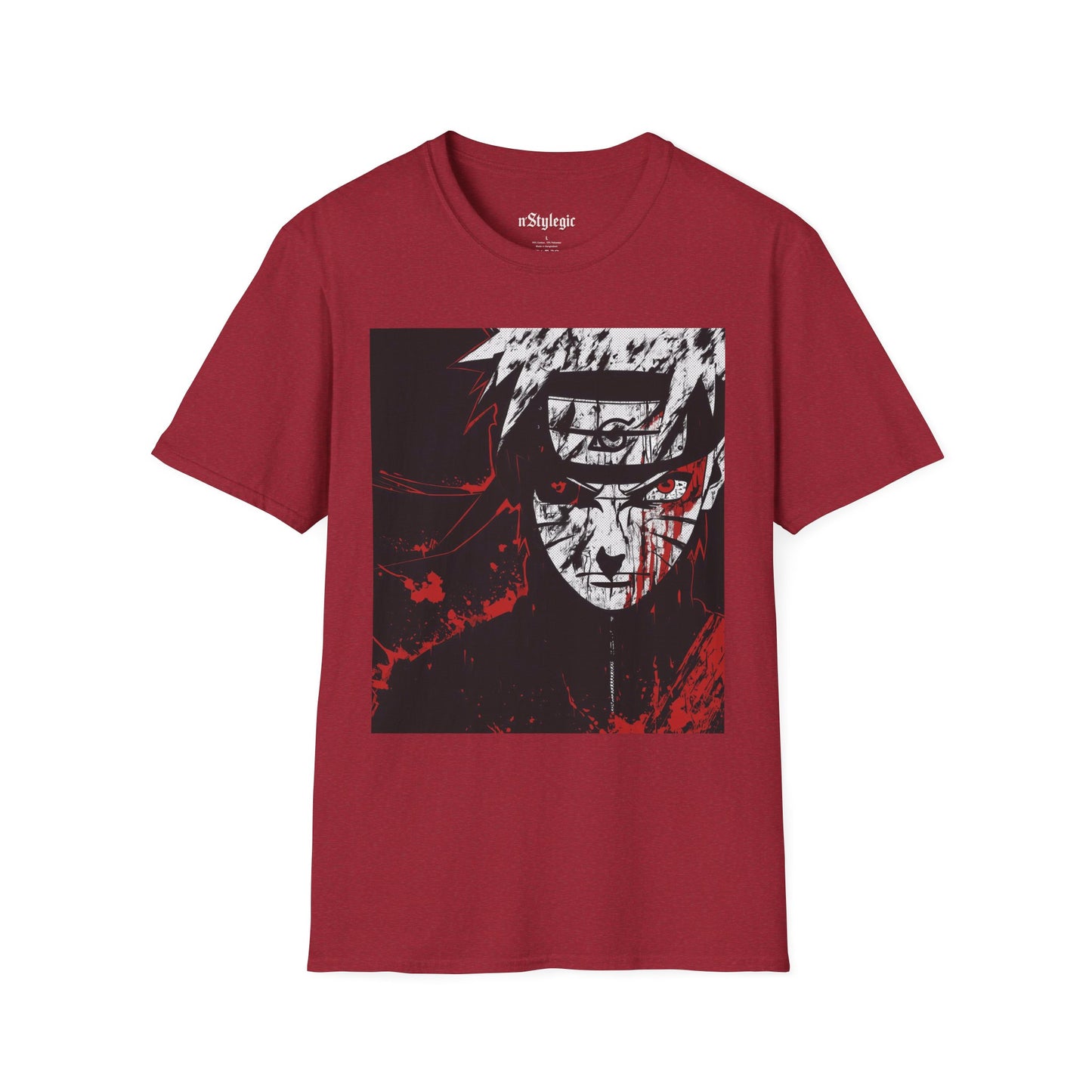 Naruto Nine Tails Tee -  naruto nine tails shinobi anime shirt graphic tee unisex Nine Tails Tee – Naruto with blood-red splashes and metal headband  