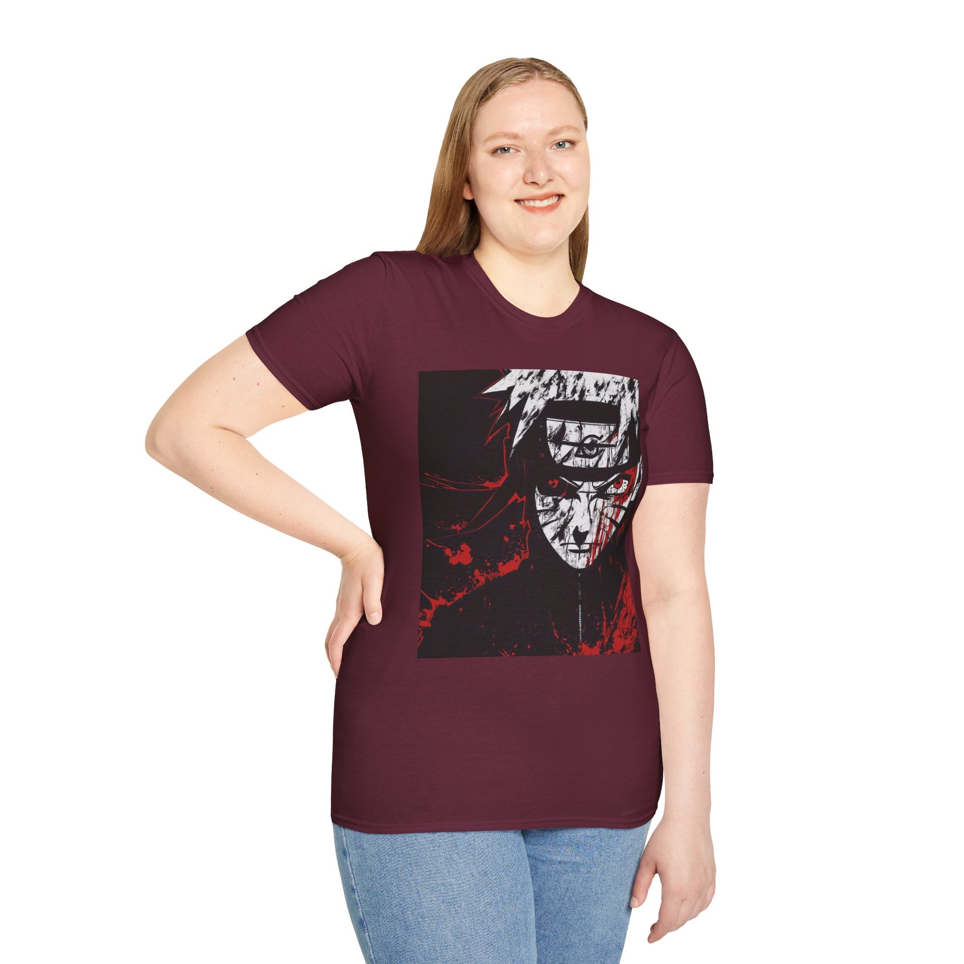 Naruto Nine Tails Tee -  naruto nine tails shinobi anime shirt graphic tee unisex Nine Tails Tee – Naruto with blood-red splashes and metal headband  