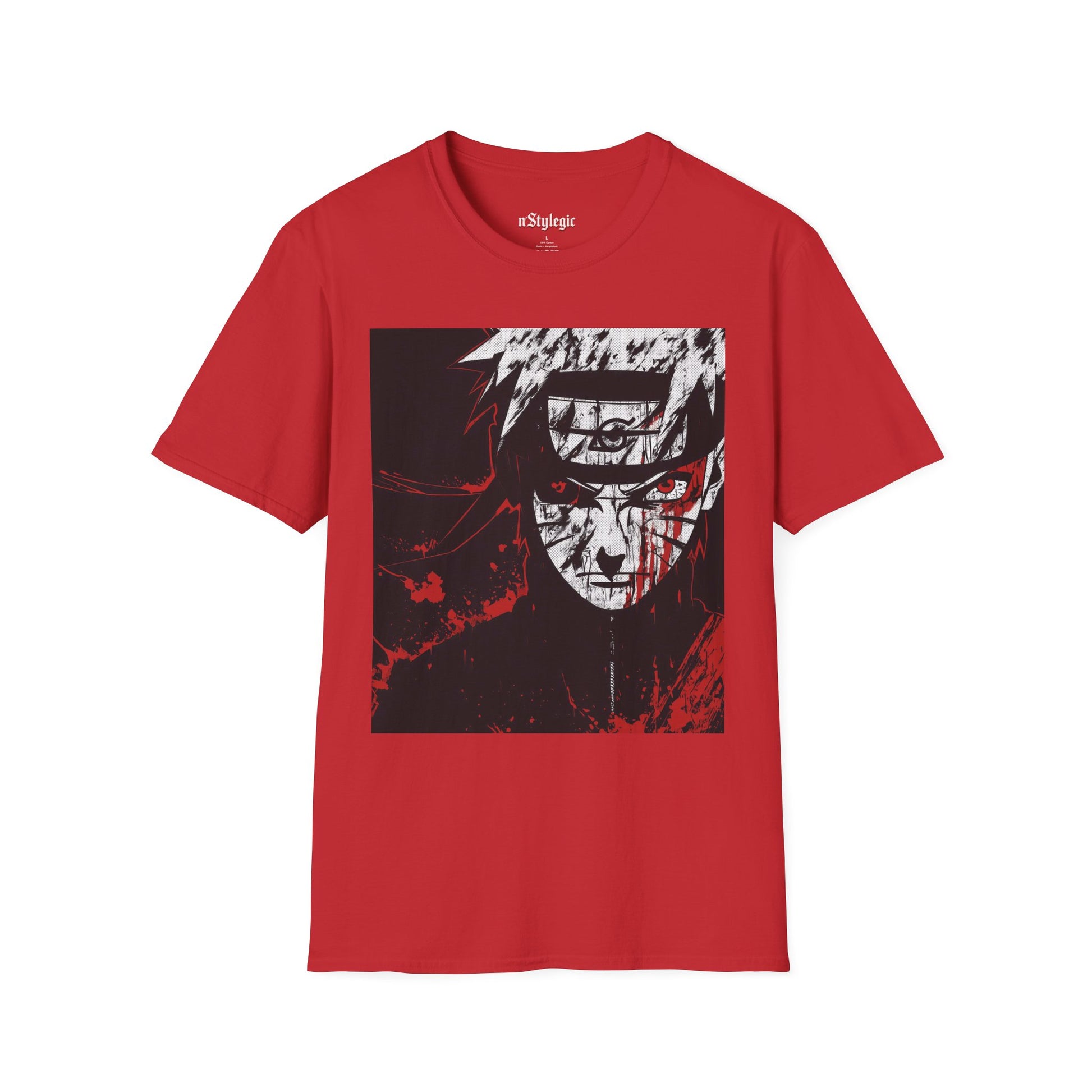 Naruto Nine Tails Tee -  naruto nine tails shinobi anime shirt graphic tee unisex Nine Tails Tee – Naruto with blood-red splashes and metal headband  