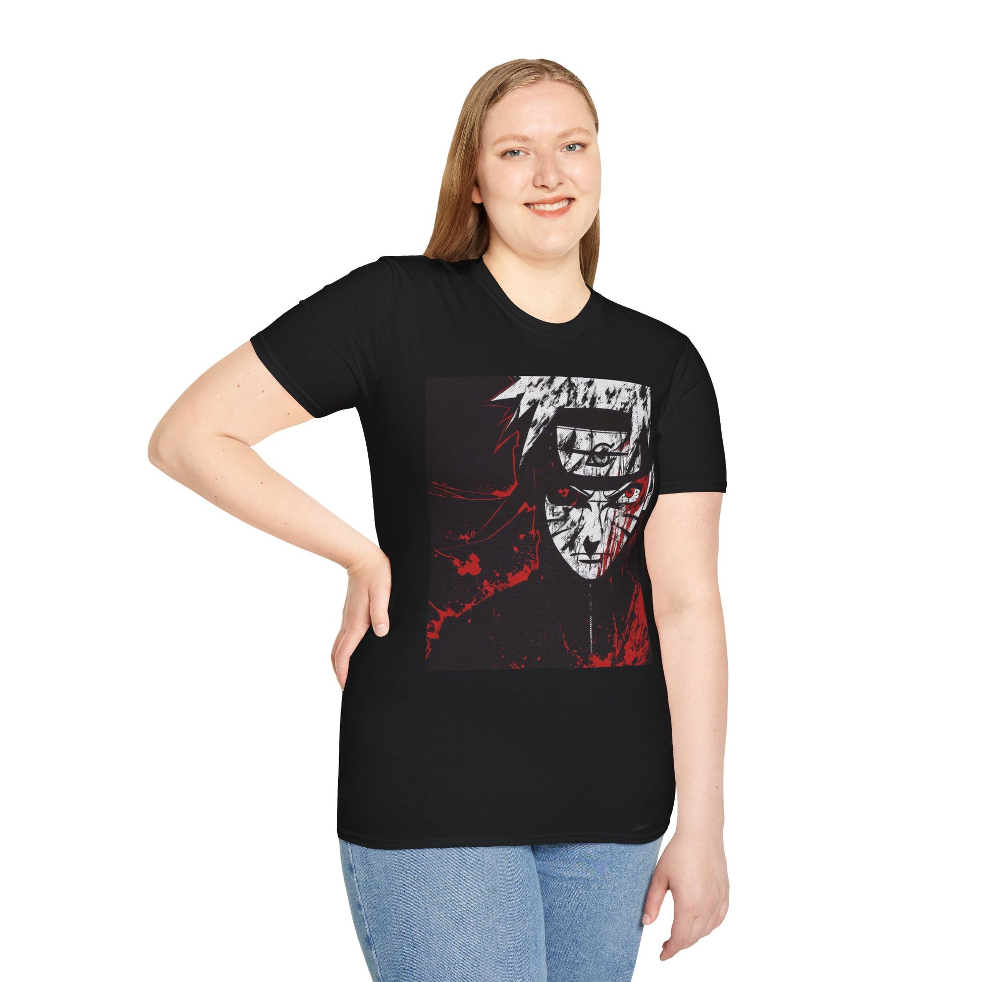 Naruto Nine Tails Tee -  naruto nine tails shinobi anime shirt graphic tee unisex Nine Tails Tee – Naruto with blood-red splashes and metal headband  
