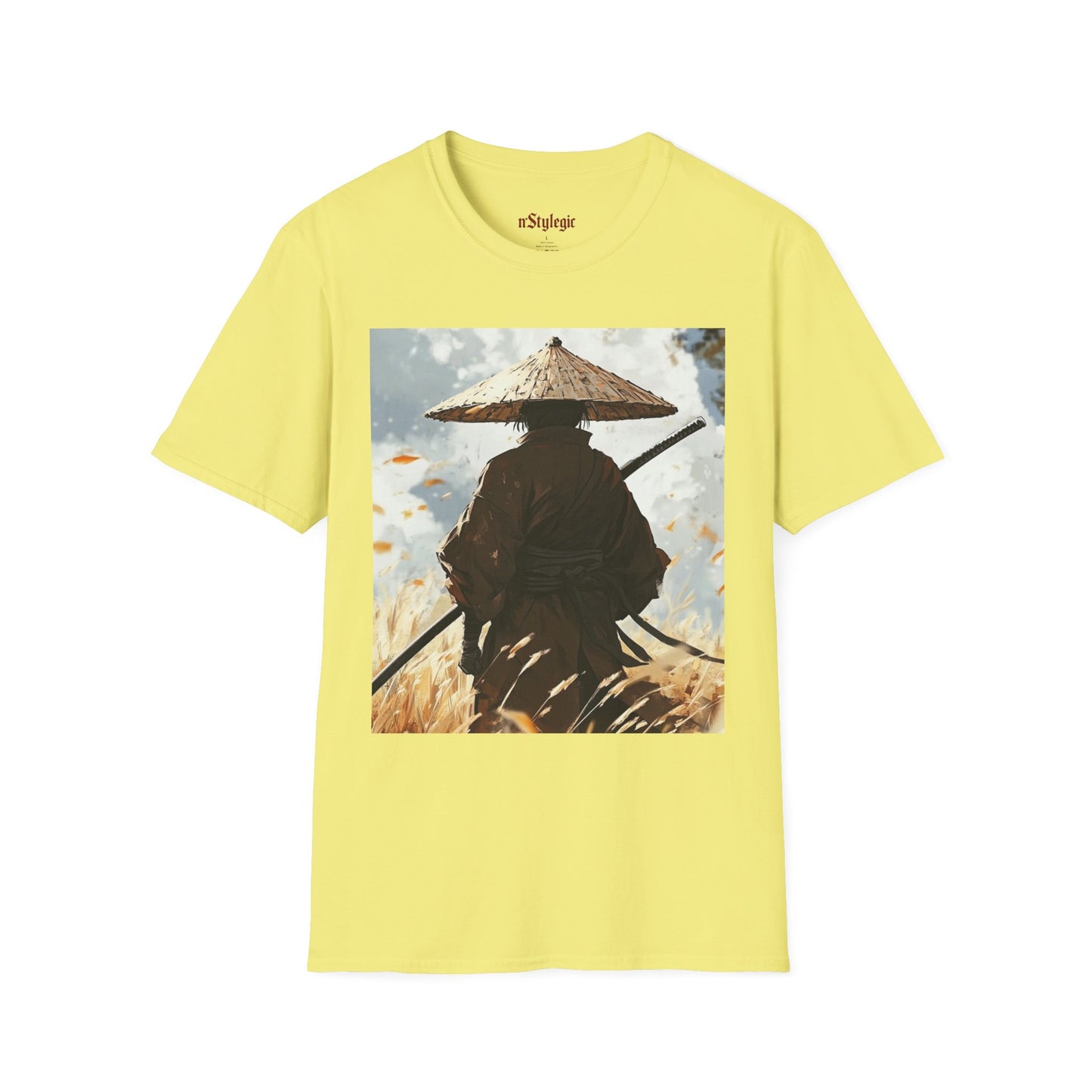 Vagabond Samurai Tee -  samurai vagabond japanese culture anime shirt graphic tee unisex Vagabond Swordsman Tee – Lone samurai in windswept field with katana and falling autumn leaves
