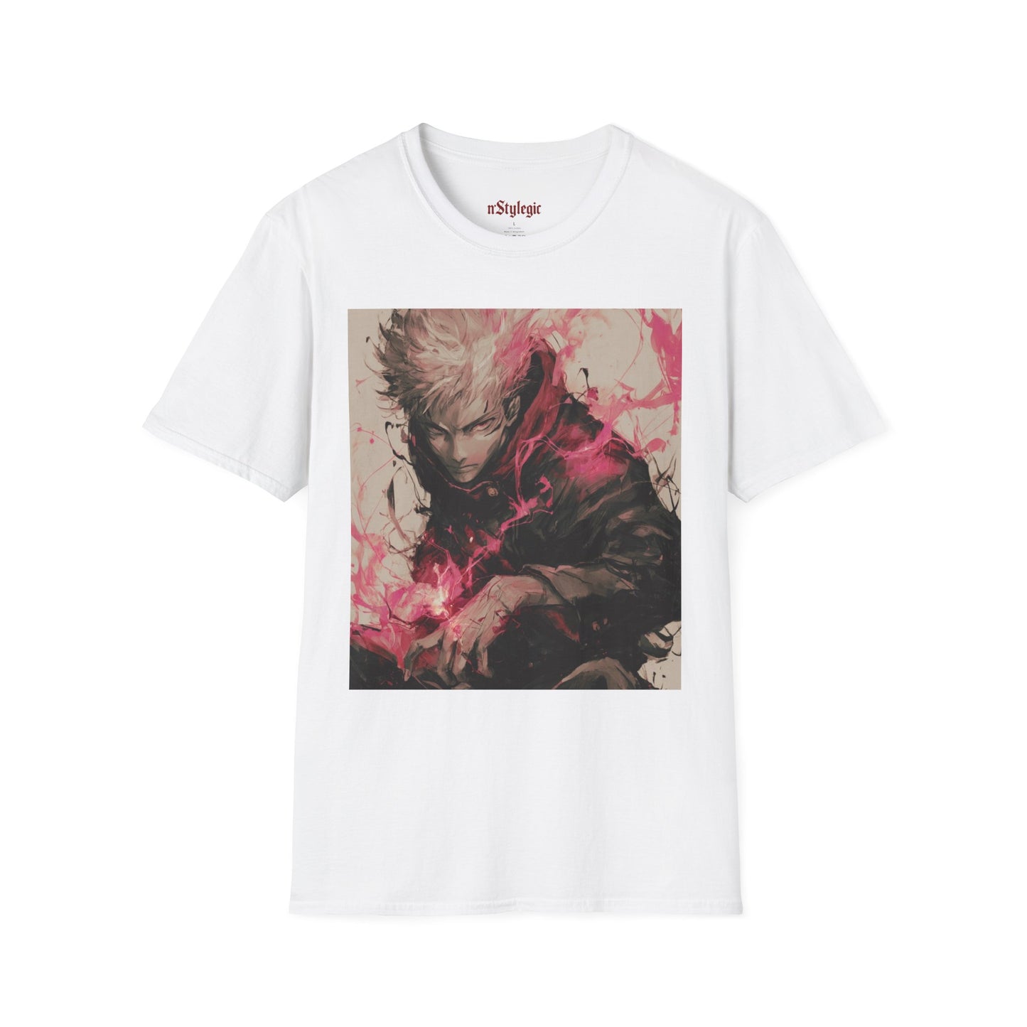 Gojo Limitless Anime Tee -  jujutsu kaisen gojo anime shirt graphic tee unisex Limitless Surge Tee – Satoru Gojo surrounded by swirling cursed energy in pink-red tones