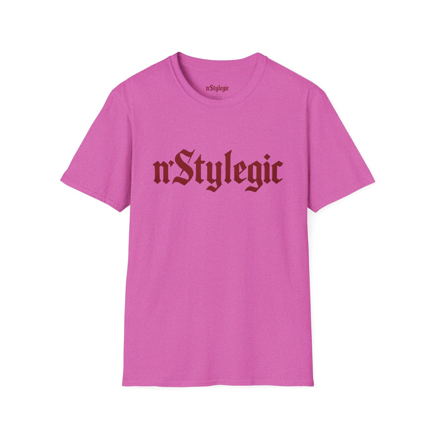 n’Stylegic Logo Streetwear Tee -  logo tee streetwear minimalist graphic tee unisex n’Stylegic Logo Tee – Gothic red logo on minimalist black shirt streetwear branding