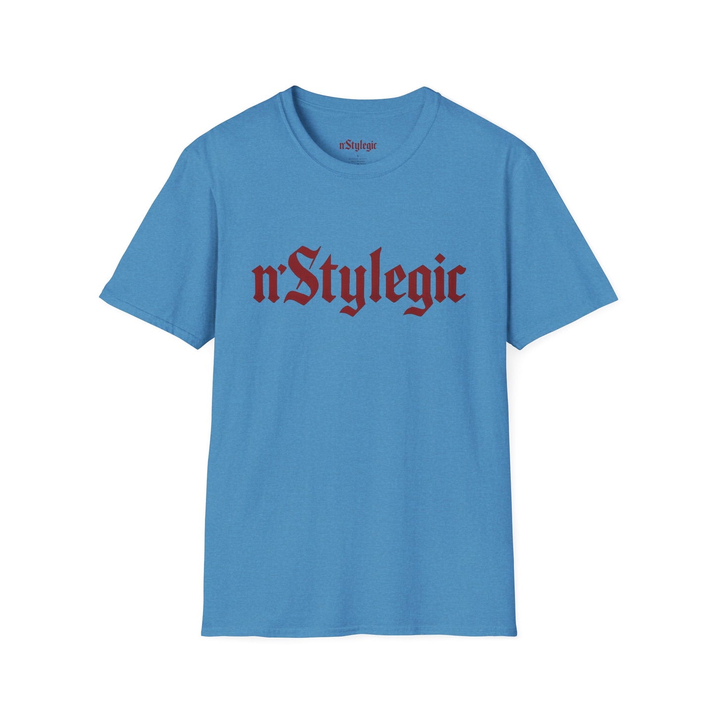 n’Stylegic Logo Streetwear Tee -  logo tee streetwear minimalist graphic tee unisex n’Stylegic Logo Tee – Gothic red logo on minimalist black shirt streetwear branding