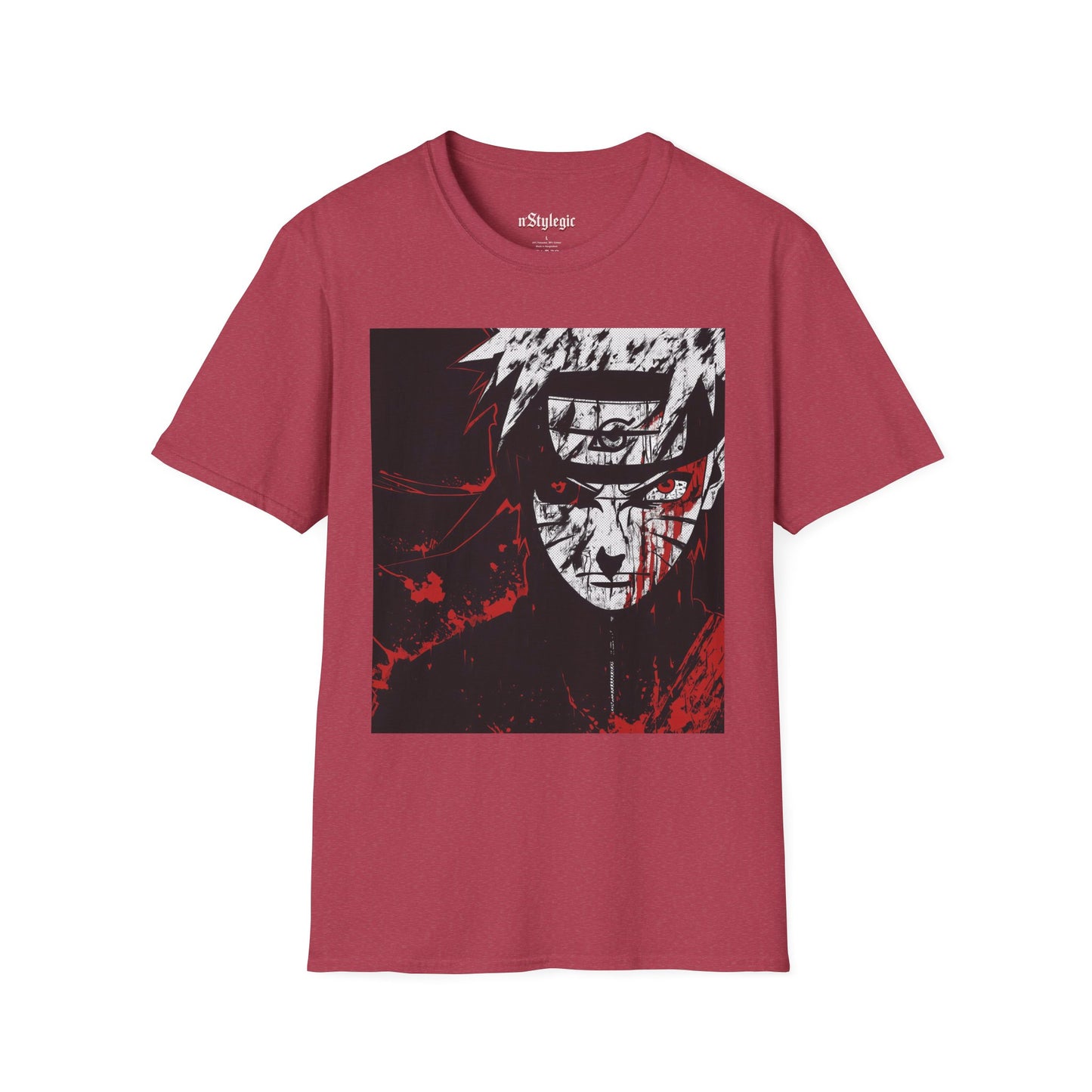 Naruto Nine Tails Tee -  naruto nine tails shinobi anime shirt graphic tee unisex Nine Tails Tee – Naruto with blood-red splashes and metal headband  