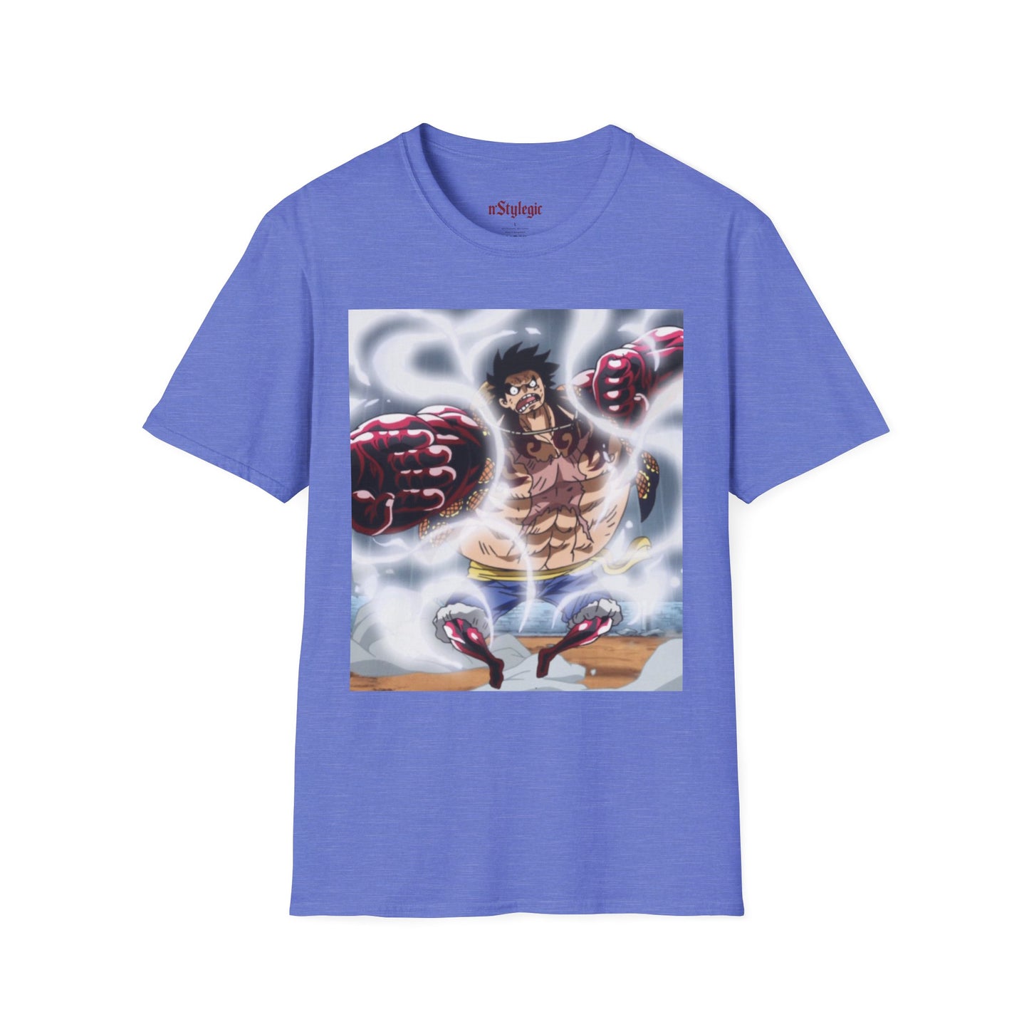 Luffy Gear 4 Anime Tee -  one piece luffy gear 4 bounce man anime shirt graphic tee unisex Gear 4 Bounce Man Tee – Luffy in Gear 4 transformation with Haki aura 